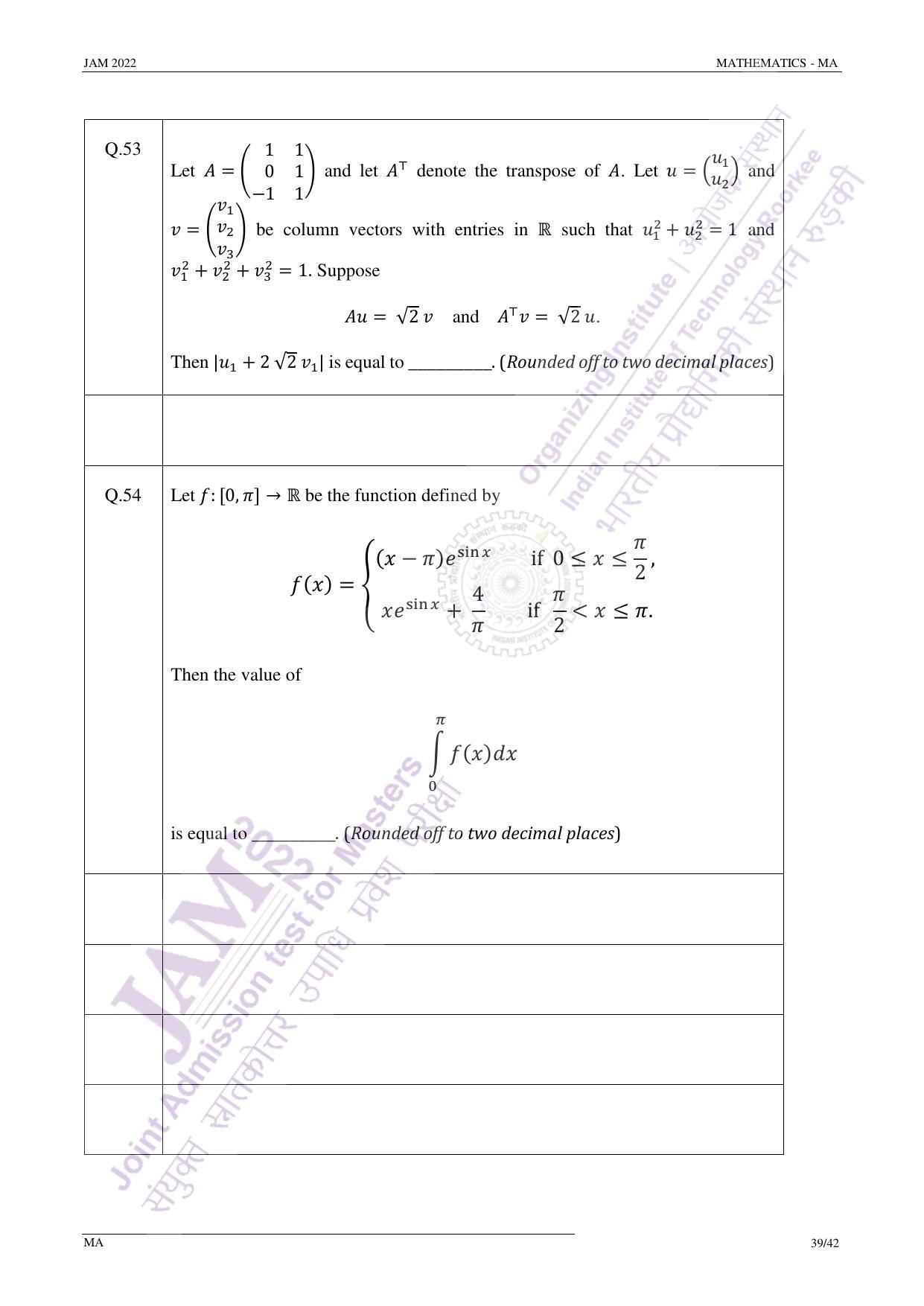 JAM 2022: MA Question Paper - Page 39