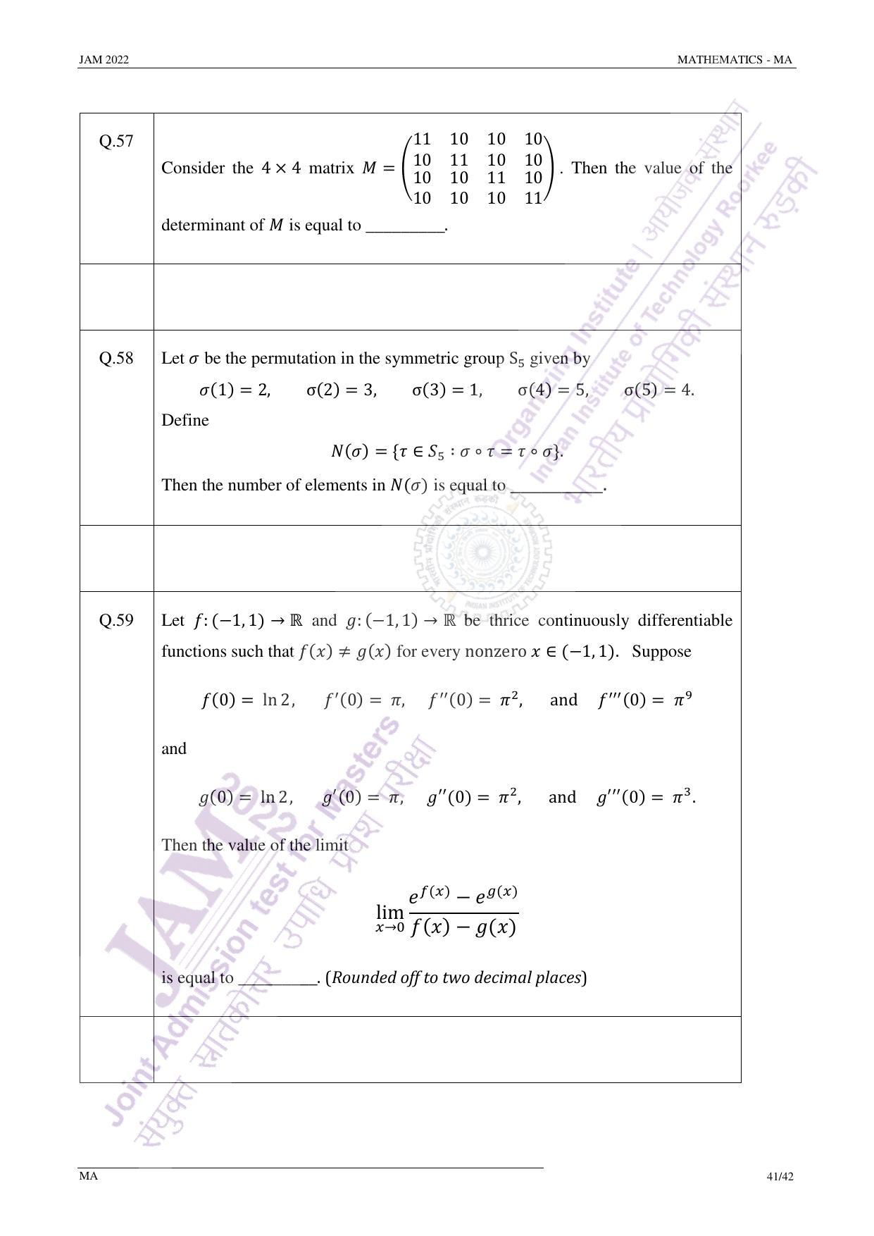 JAM 2022: MA Question Paper - Page 41
