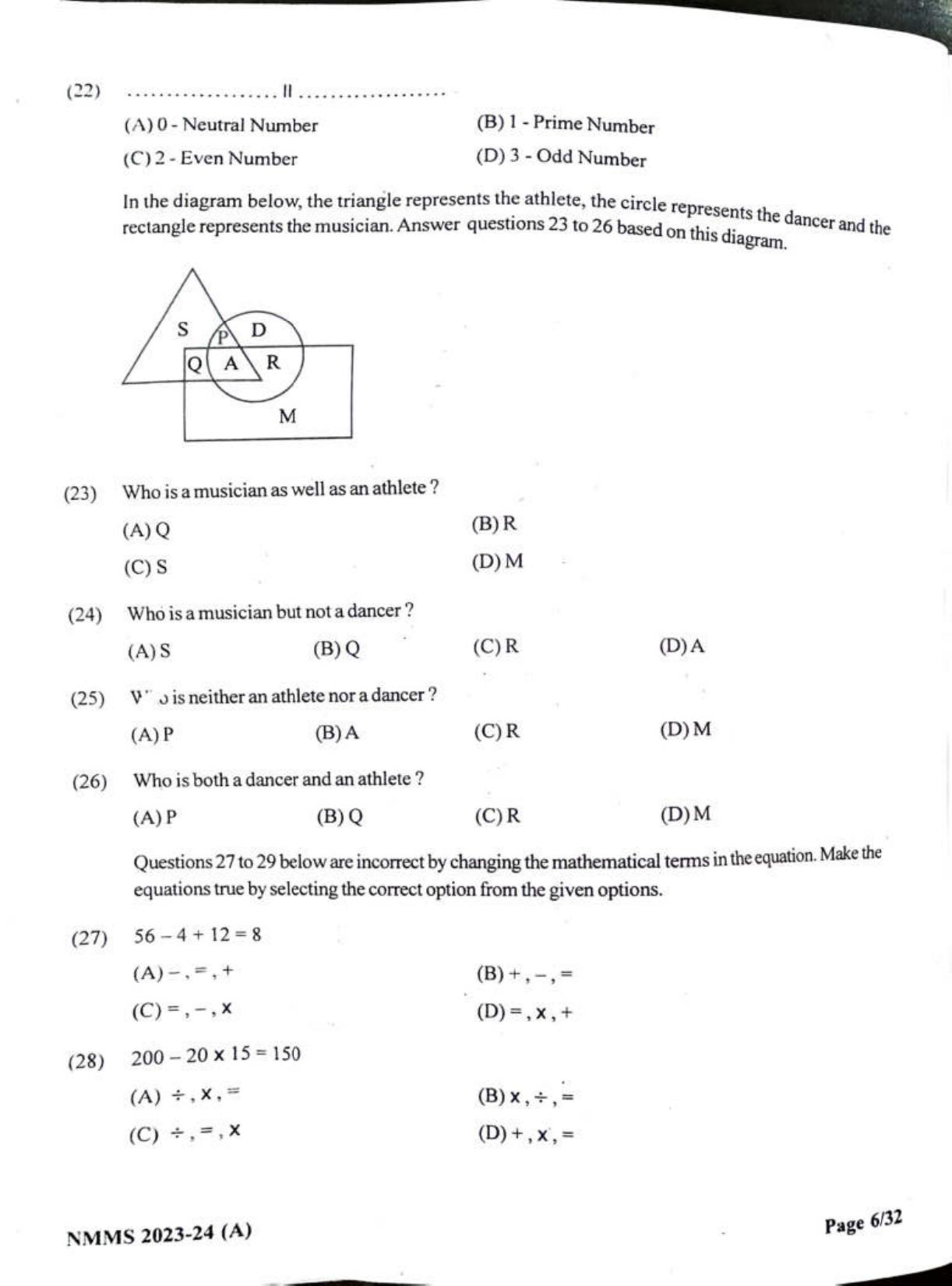 Gujarat NMMS 2024 SAT English Medium SET A Question Paper - Page 6