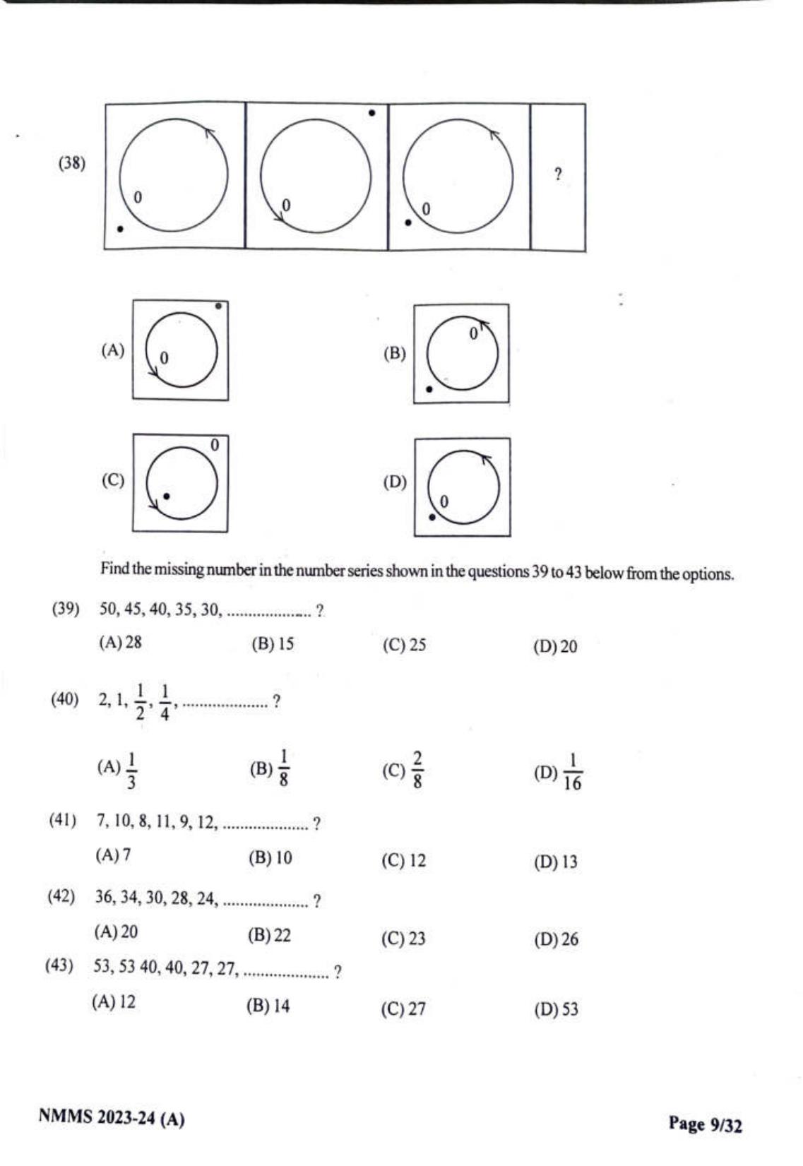 Gujarat NMMS 2024 SAT English Medium SET A Question Paper - Page 9