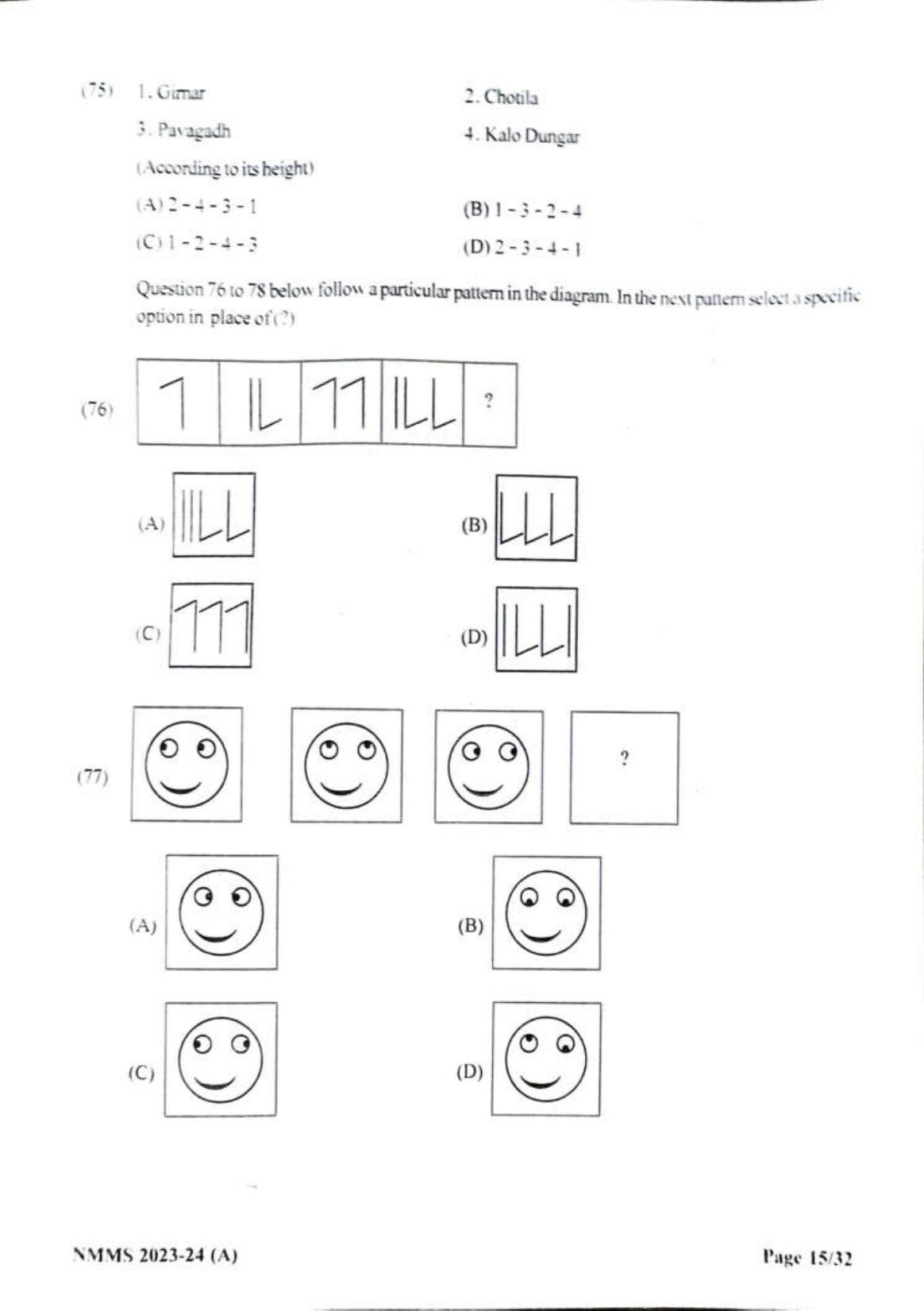Gujarat NMMS 2024 SAT English Medium SET A Question Paper - Page 15