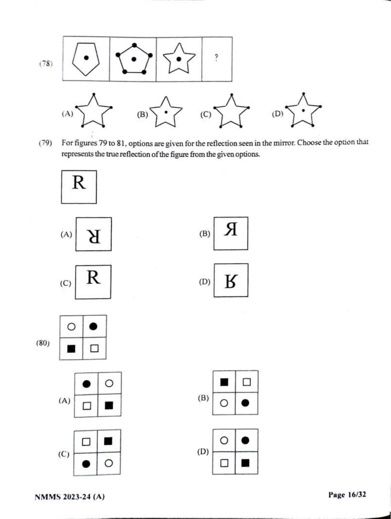 Gujarat NMMS 2024 SAT English Medium SET A Question Paper - Page 16
