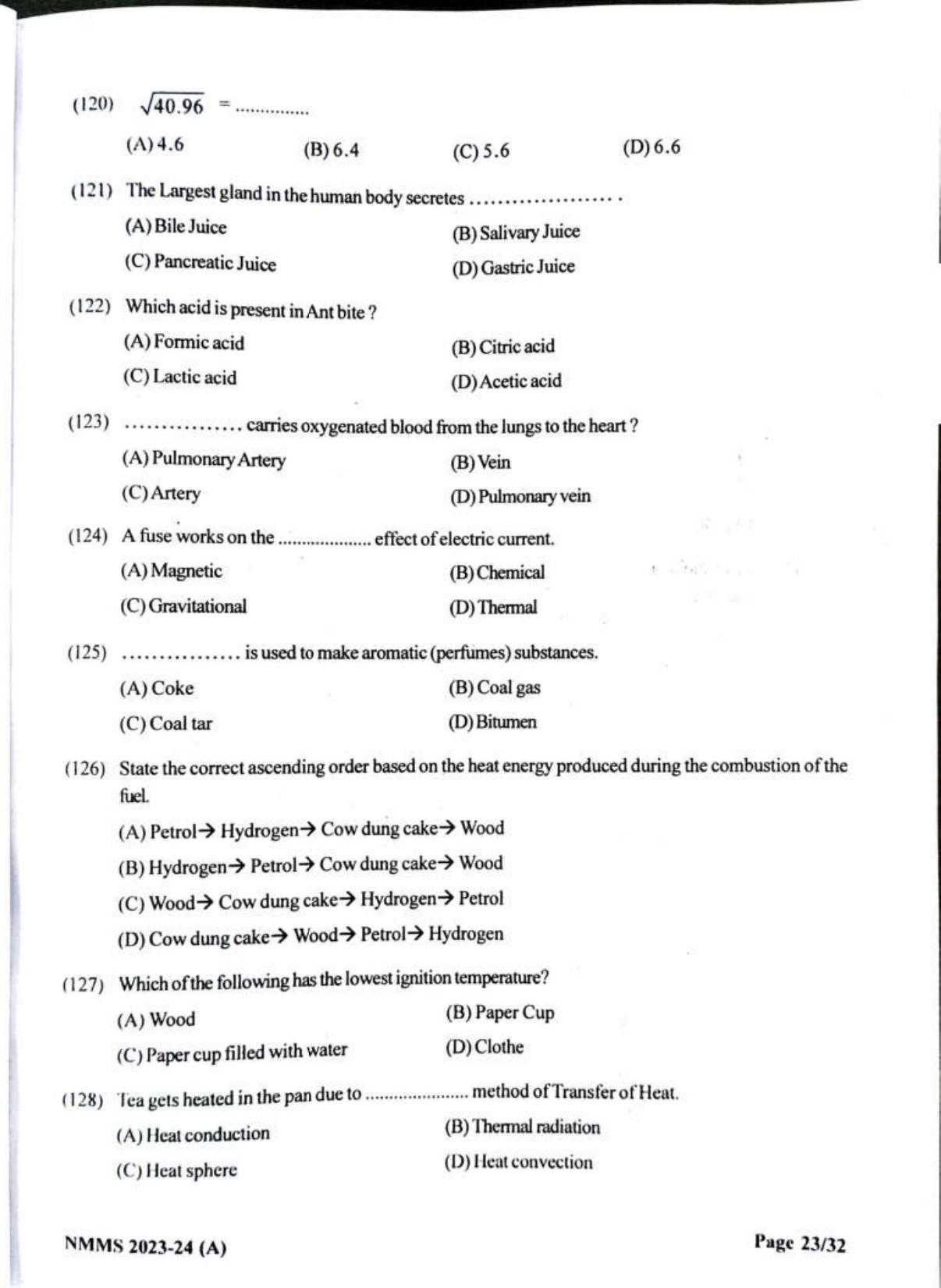Gujarat NMMS 2024 SAT English Medium SET A Question Paper - Page 23