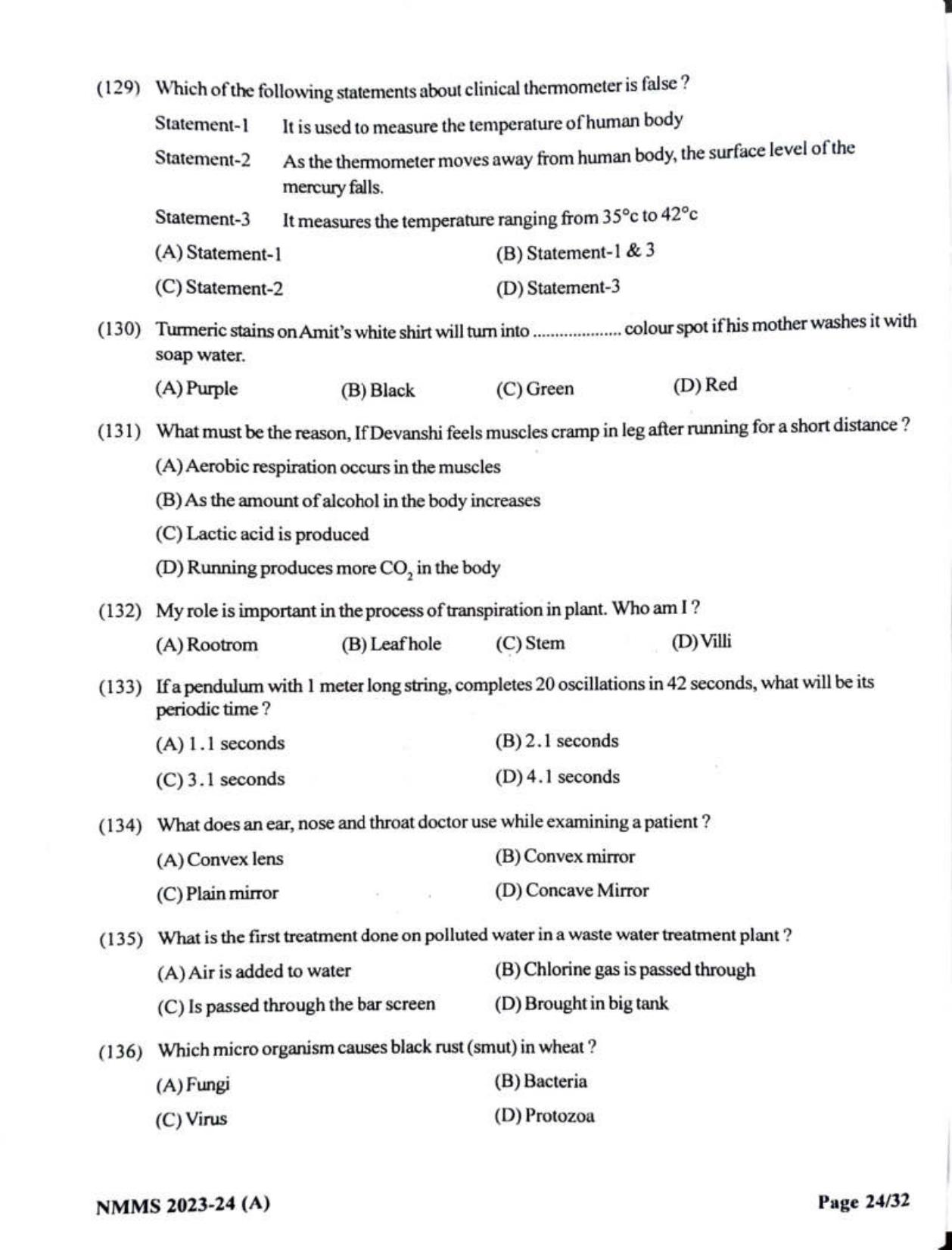 Gujarat NMMS 2024 SAT English Medium SET A Question Paper - Page 24