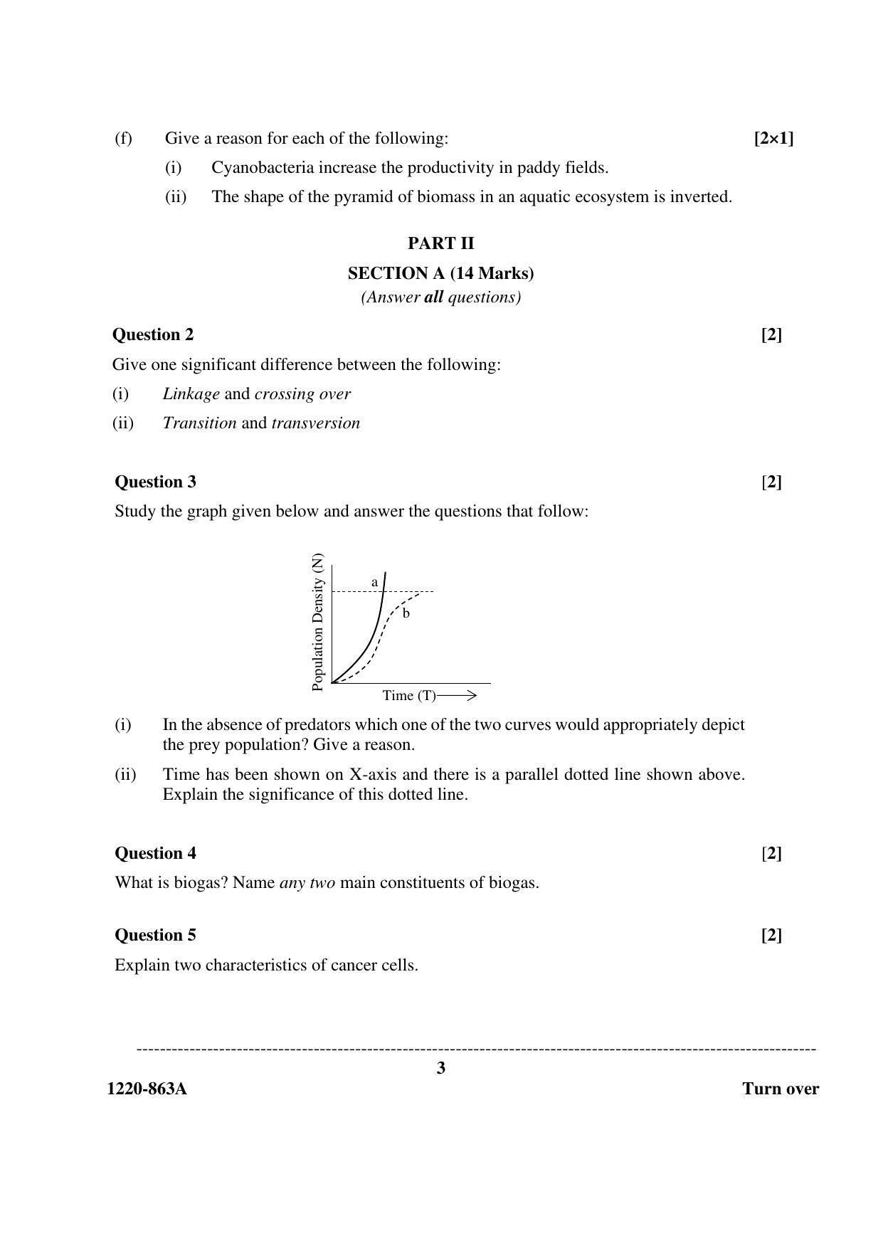 ISC Class 12 2020 Biology Paper I Question Paper - Page 3