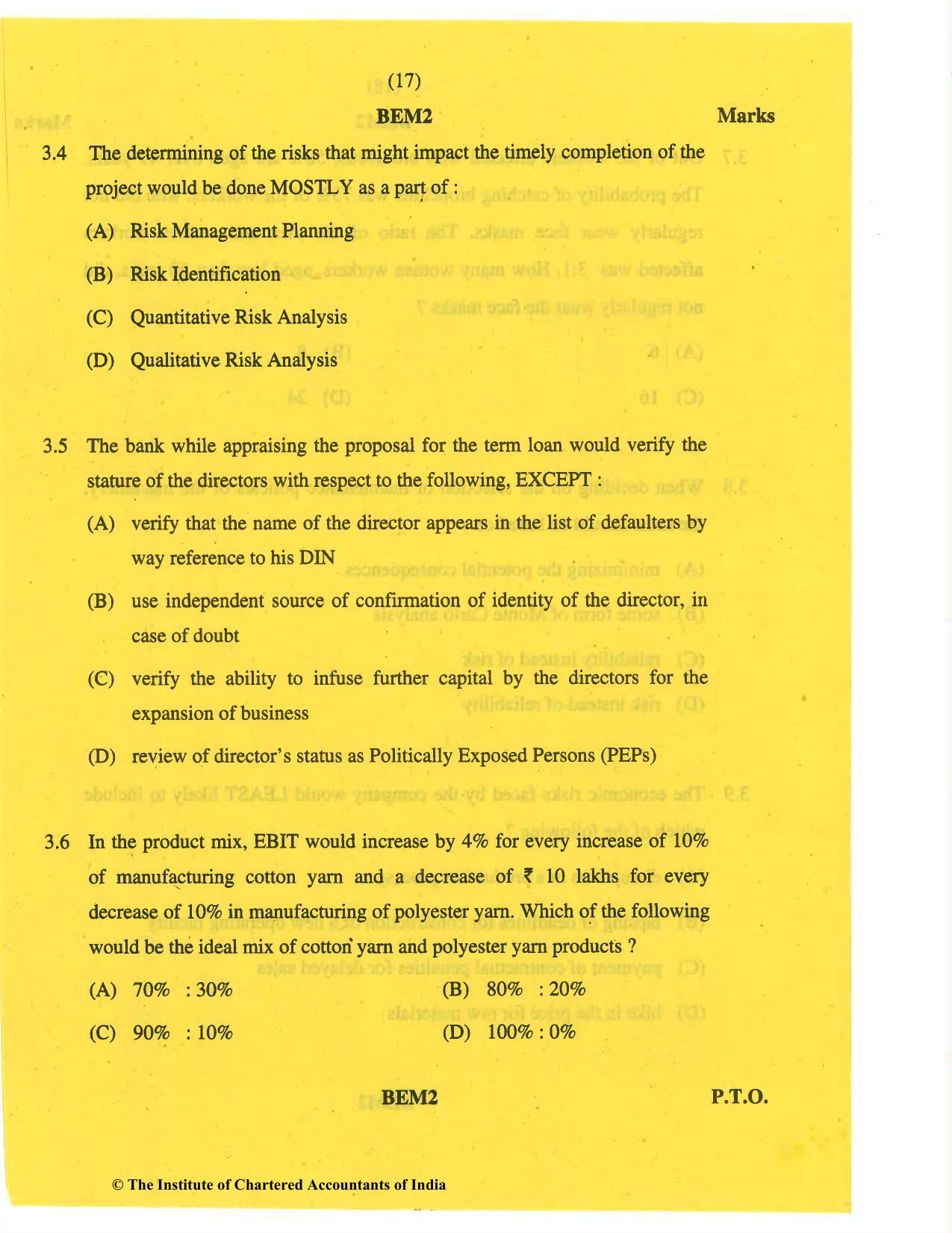 CA Final May 2019 Question Paper - Paper 6A – Risk Management - Page 17