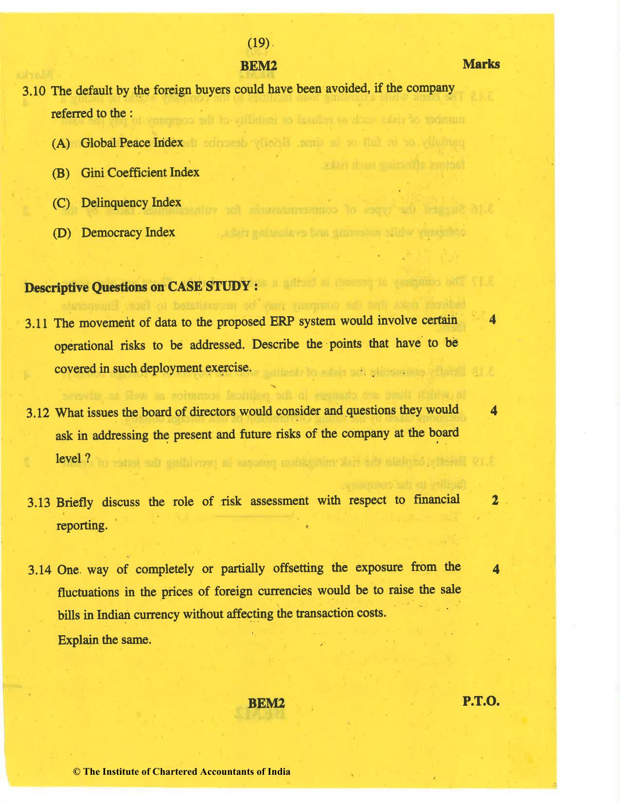 CA Final May 2019 Question Paper - Paper 6A – Risk Management - Page 19