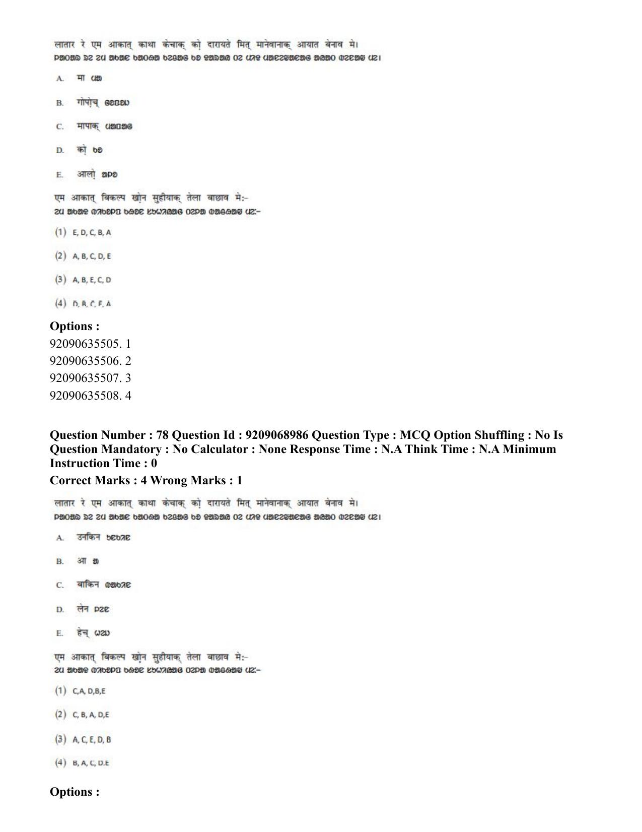 CUET PG 2023: LAQP40 – Santali (Hindi)-Shift 3 (08-06-2023) Question Paper - Page 121