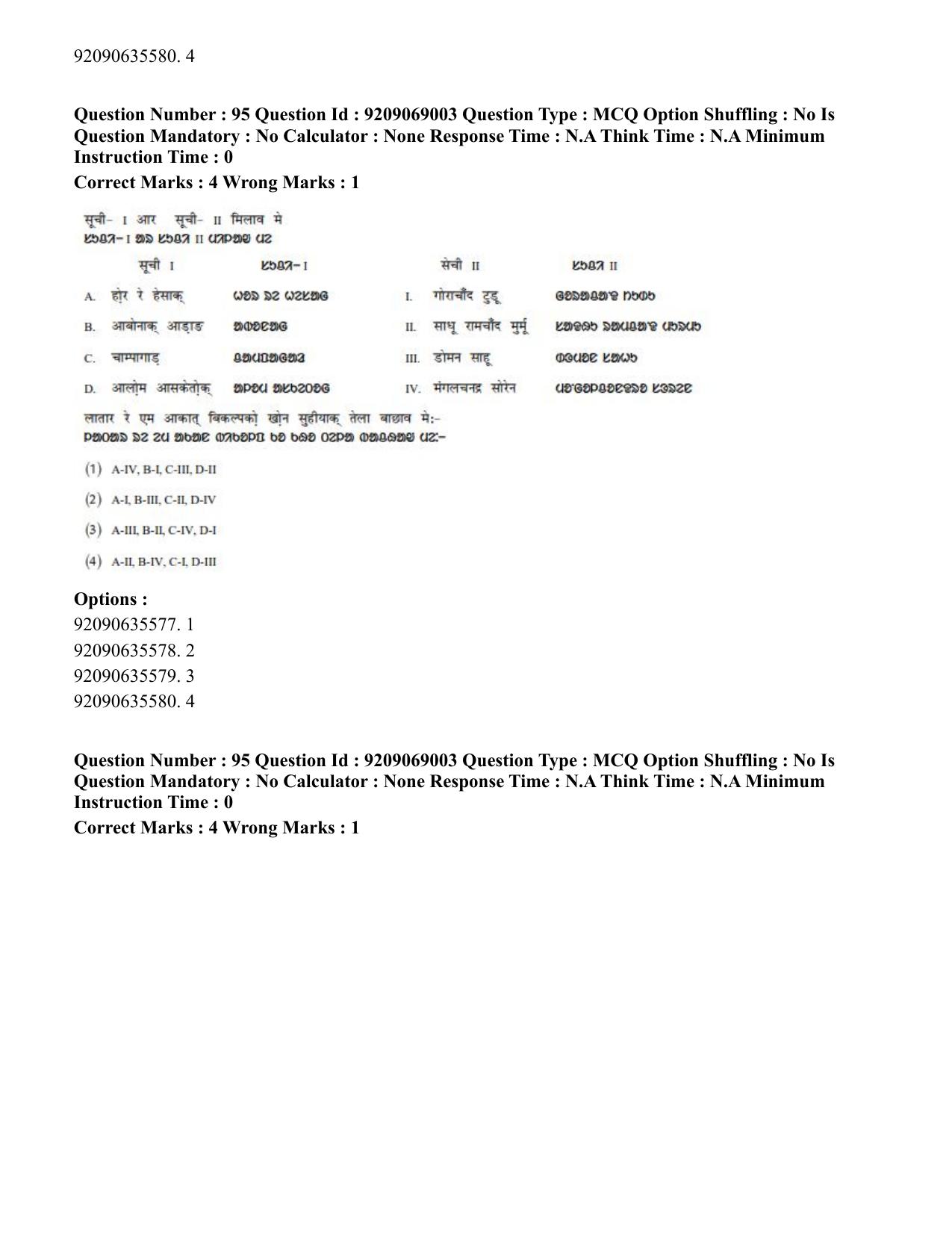 CUET PG 2023: LAQP40 – Santali (Hindi)-Shift 3 (08-06-2023) Question Paper - Page 155
