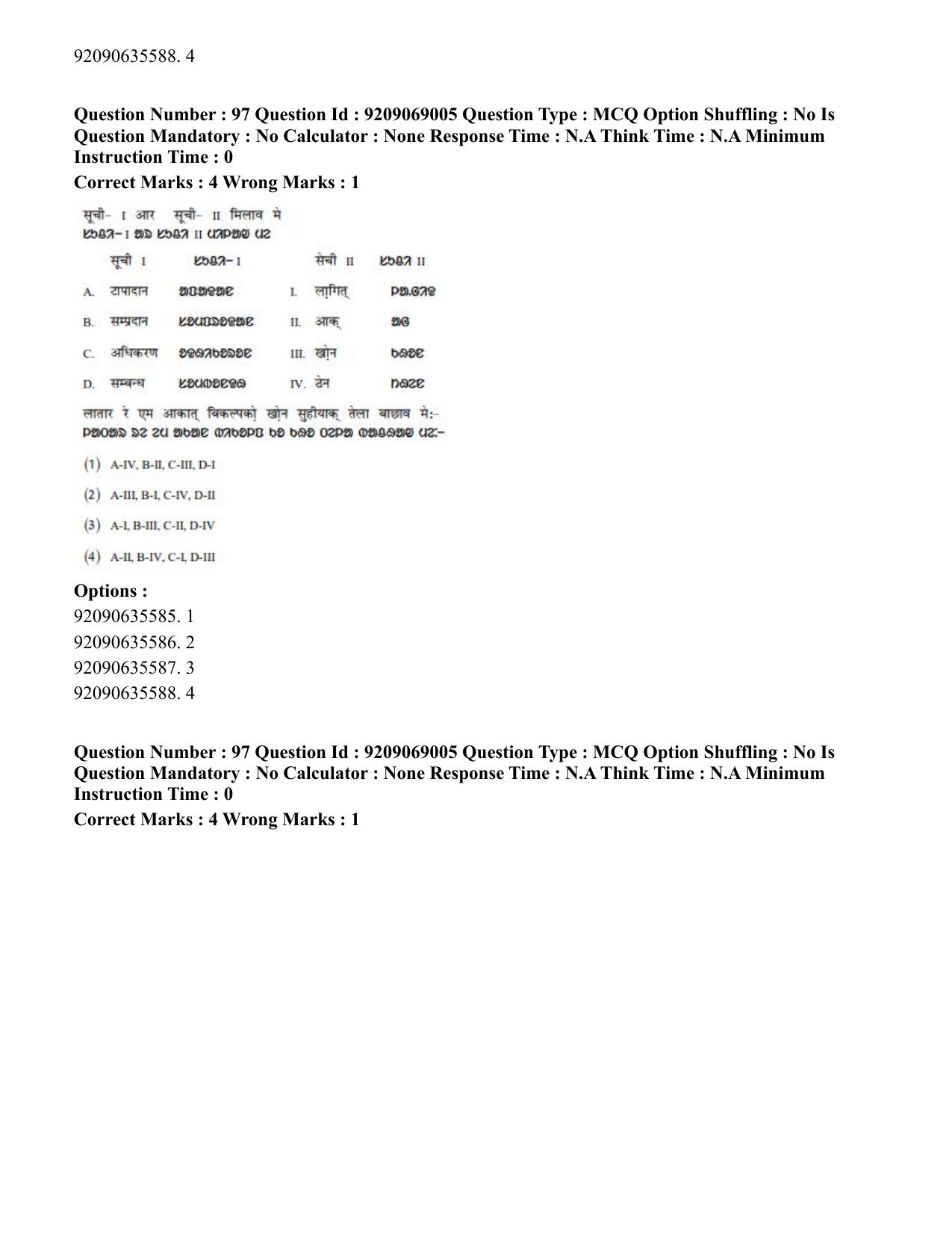 CUET PG 2023: LAQP40 – Santali (Hindi)-Shift 3 (08-06-2023) Question Paper - Page 159