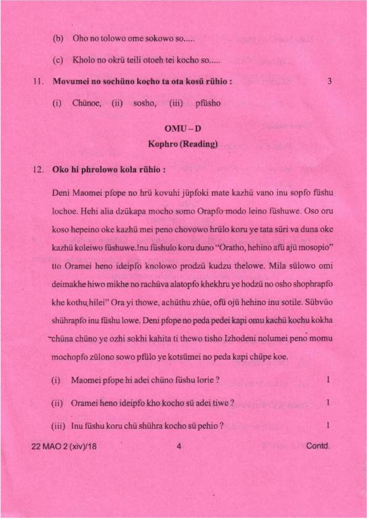 COHSEM Class 12 Mao-La (M.I.L) 2018 Question Papers - Page 4