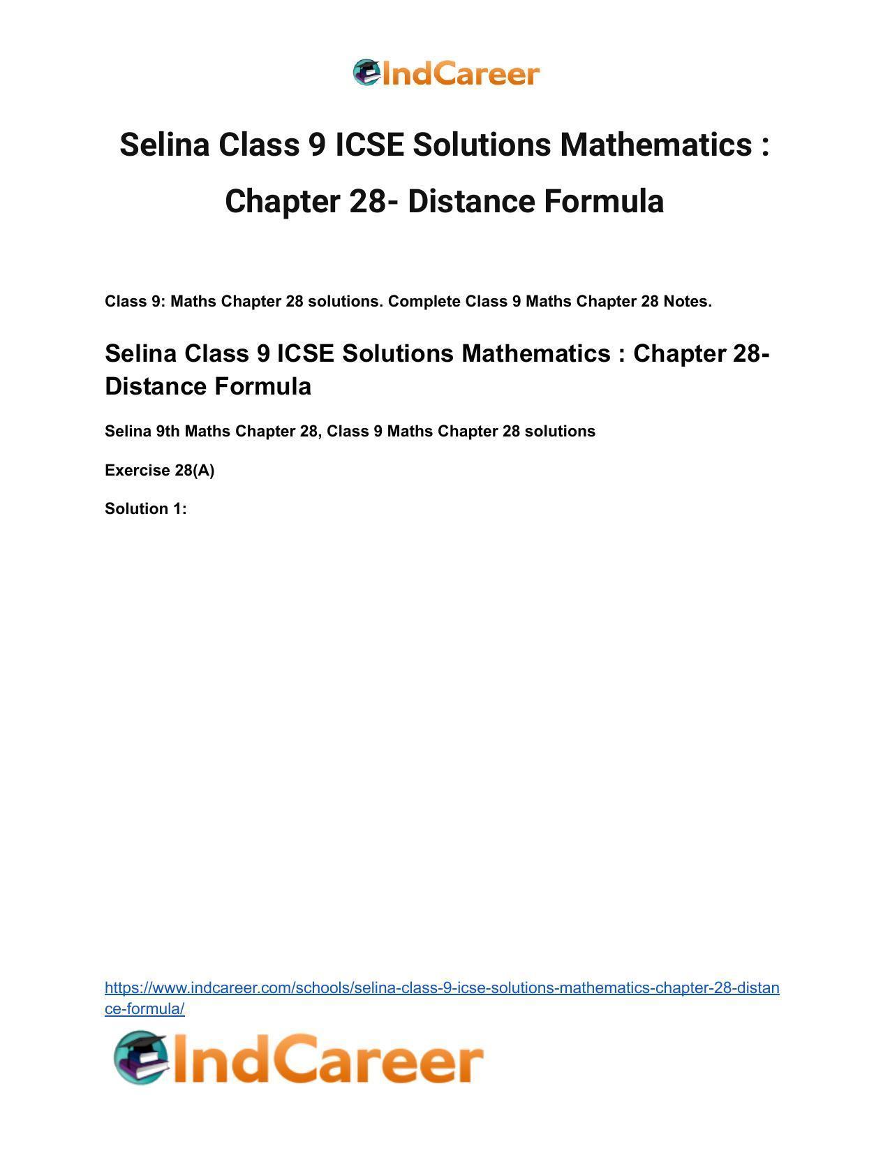 Selina Class 9 ICSE Solutions Mathematics : Chapter 28- Distance Formula - Page 2