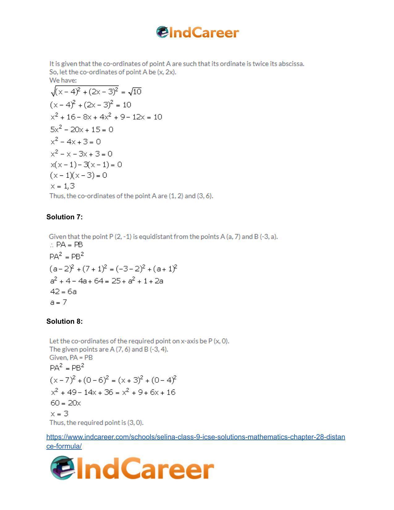 Selina Class 9 ICSE Solutions Mathematics : Chapter 28- Distance Formula - Page 6