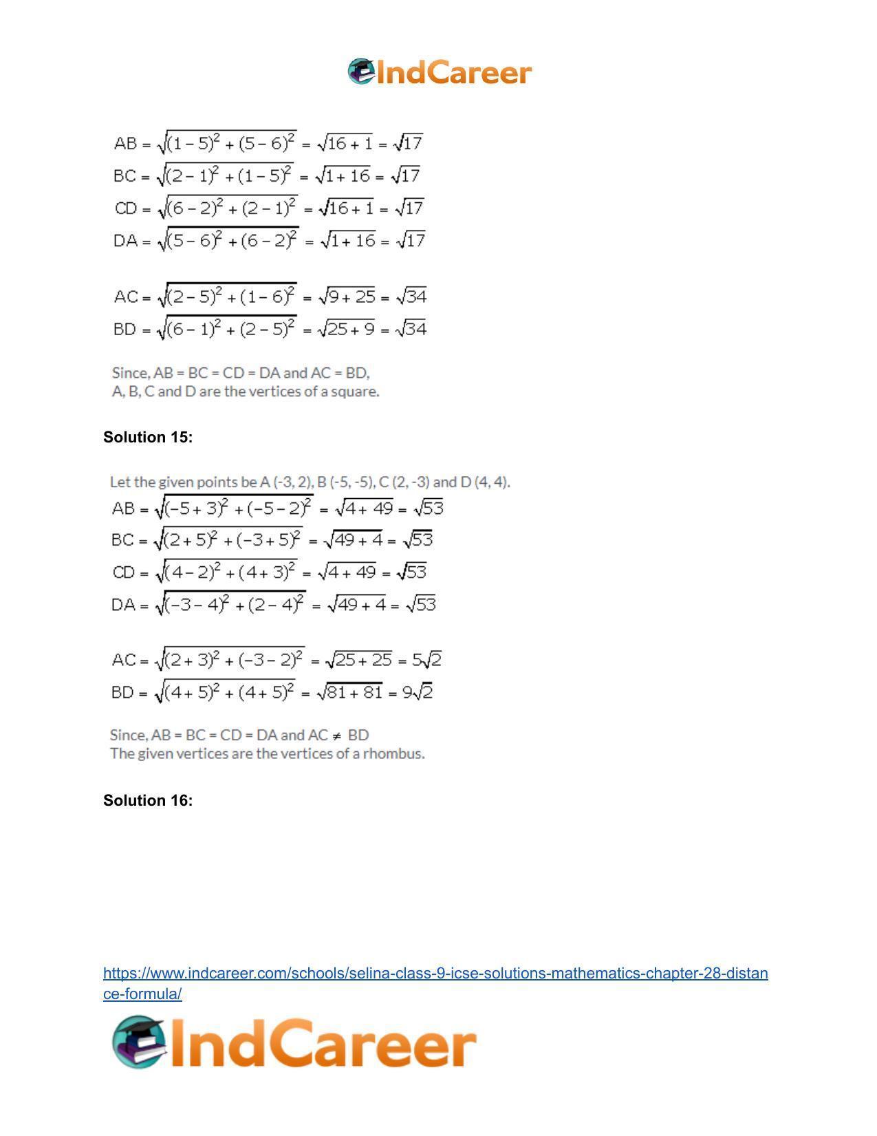 Selina Class 9 ICSE Solutions Mathematics : Chapter 28- Distance Formula - Page 9