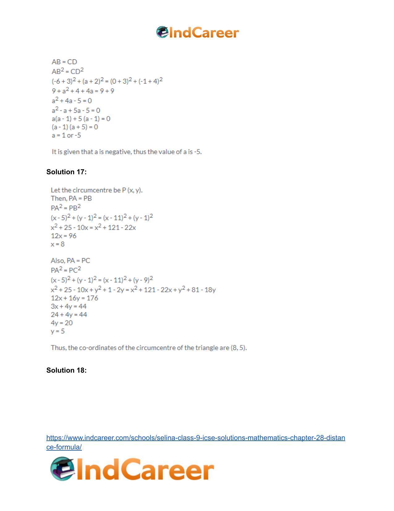 Selina Class 9 ICSE Solutions Mathematics : Chapter 28- Distance Formula - Page 10
