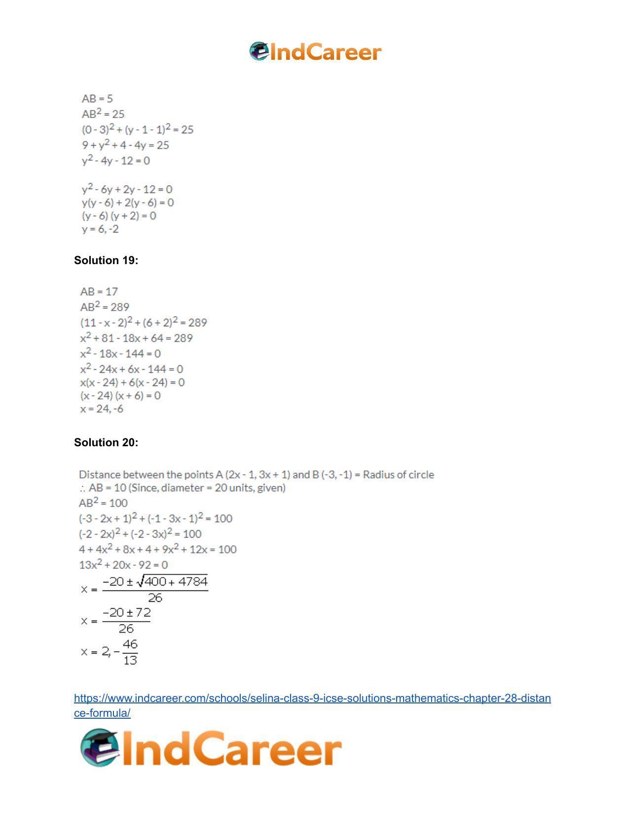 Selina Class 9 ICSE Solutions Mathematics : Chapter 28- Distance Formula - Page 11