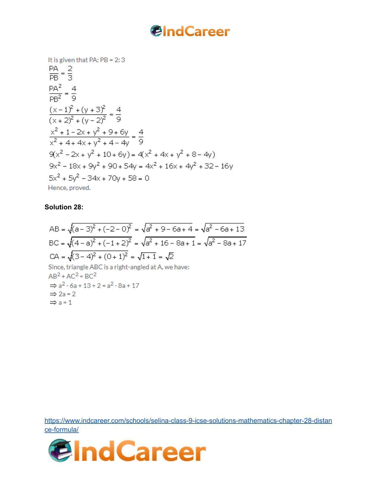 Selina Class 9 ICSE Solutions Mathematics : Chapter 28- Distance Formula - Page 15