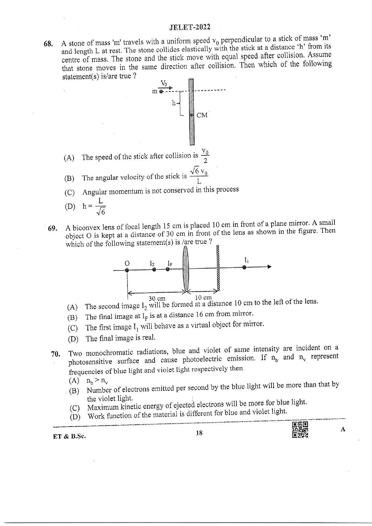 WBJEE  JELET 2022 Paper I ( Engg Tech/B.Sc) - Page 18