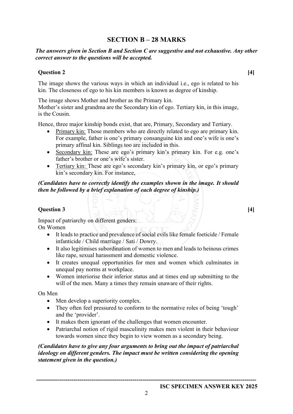 ISC Class 12 2025 SOCIOLOGY (SQP & AK) Specimen Paper - Page 9