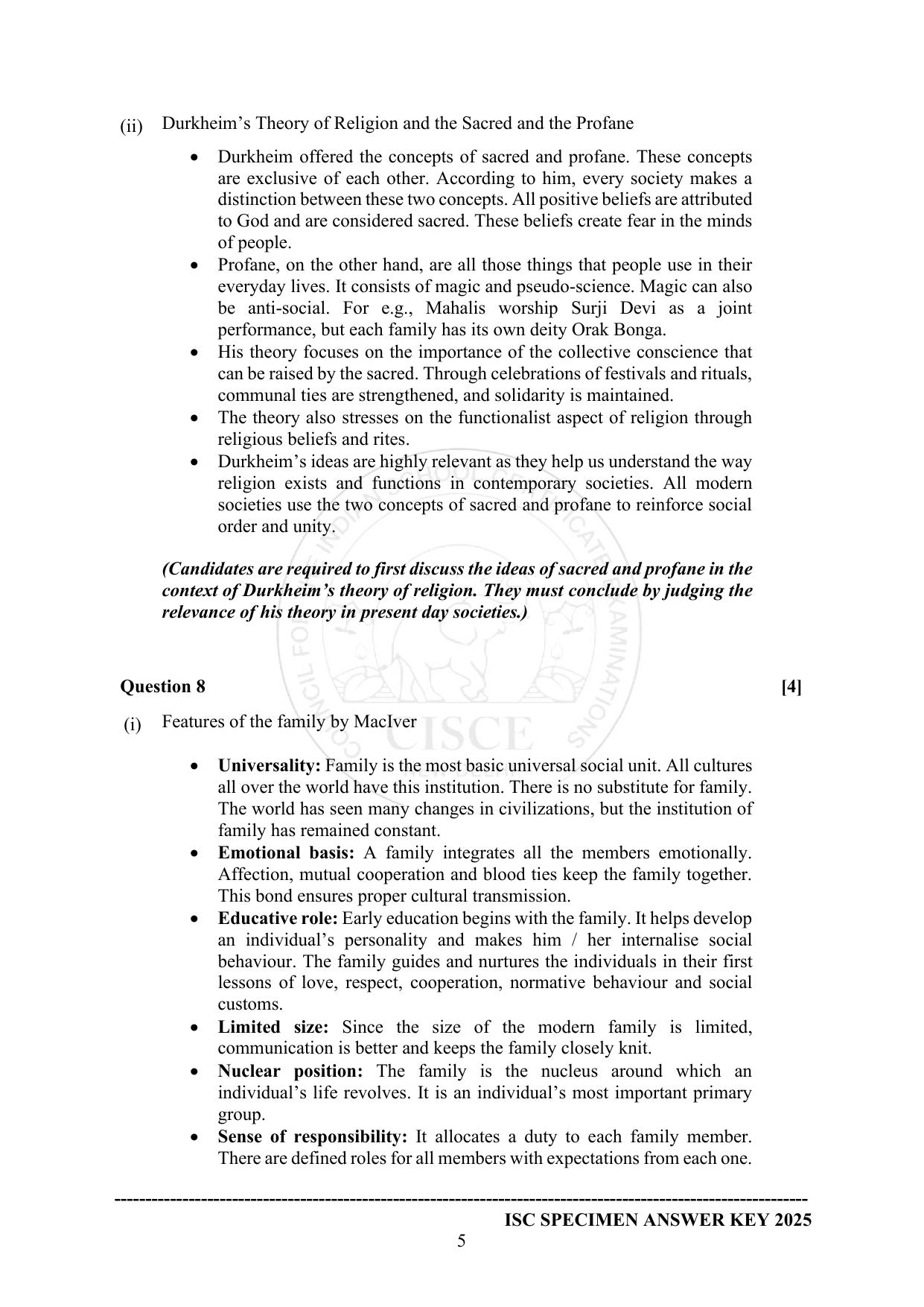 ISC Class 12 2025 SOCIOLOGY (SQP & AK) Specimen Paper - Page 12