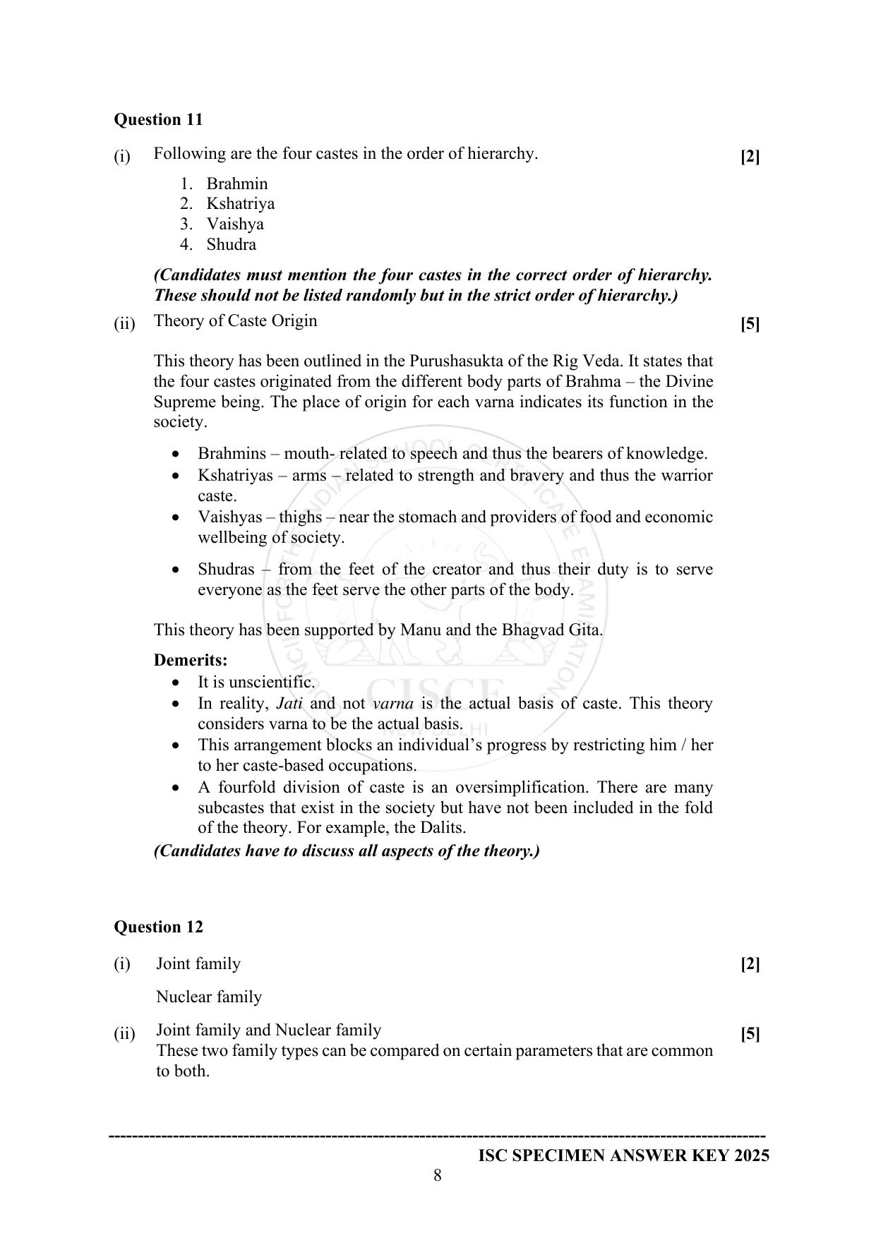 ISC Class 12 2025 SOCIOLOGY (SQP & AK) Specimen Paper - Page 15