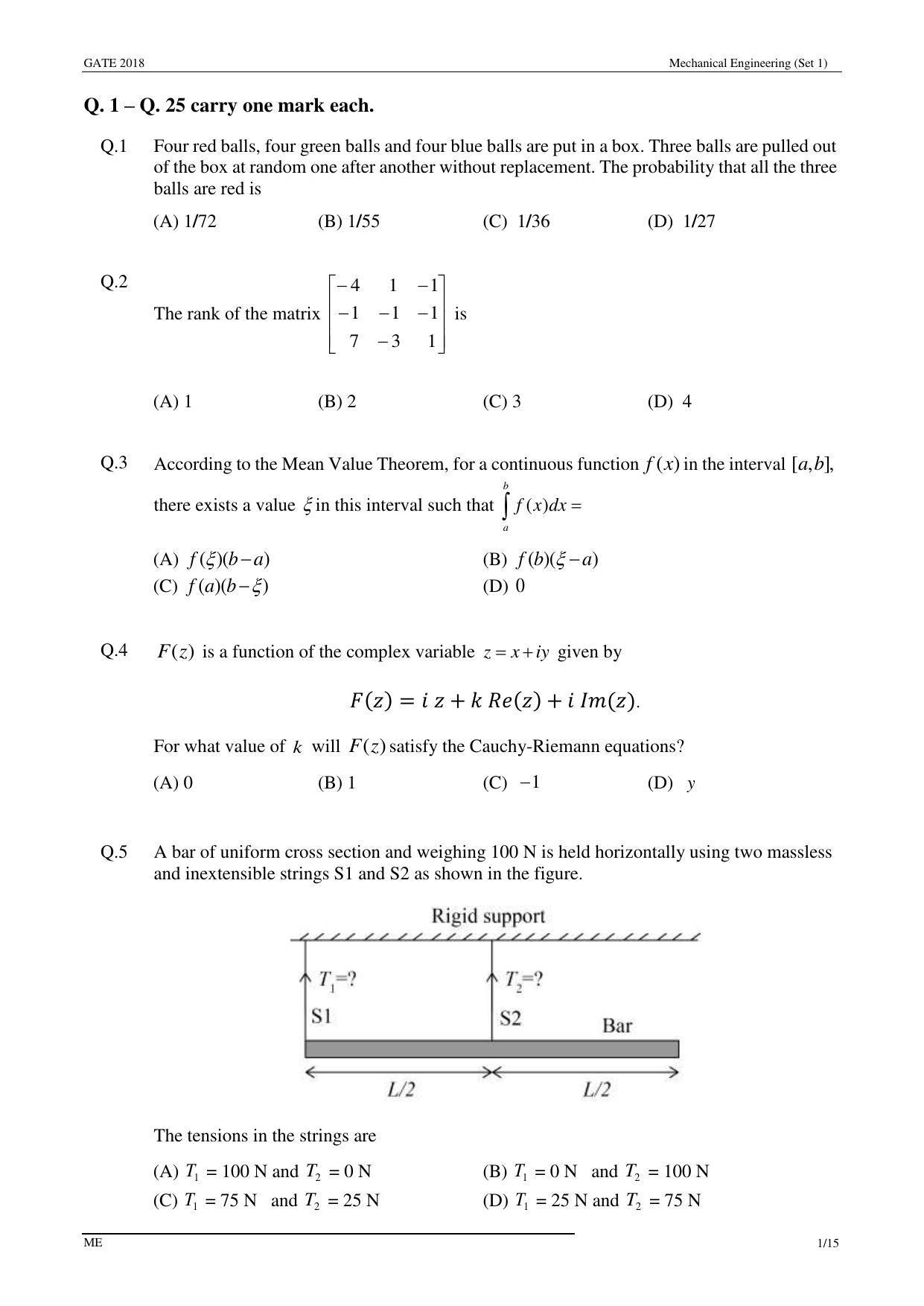 GATE 2018 Mechanical Engineering (ME) Question Paper with Answer Key - Page 4