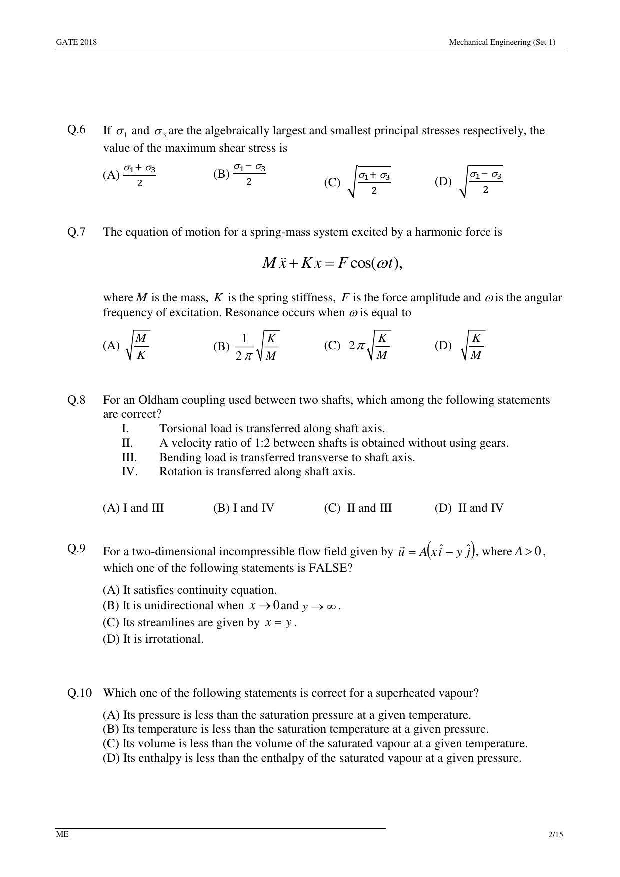 GATE 2018 Mechanical Engineering (ME) Question Paper with Answer Key - Page 5