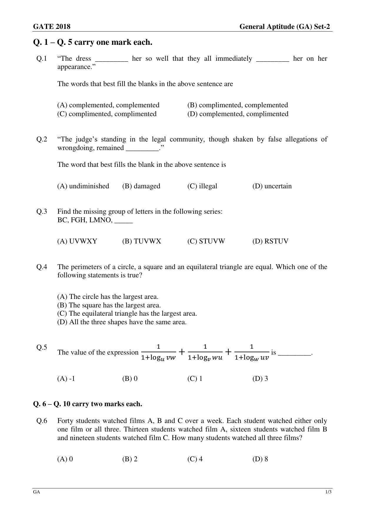 GATE 2018 Mechanical Engineering (ME) Question Paper with Answer Key - Page 23