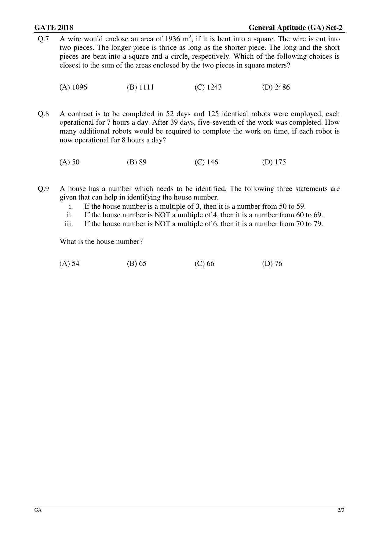 GATE 2018 Mechanical Engineering (ME) Question Paper with Answer Key - Page 24