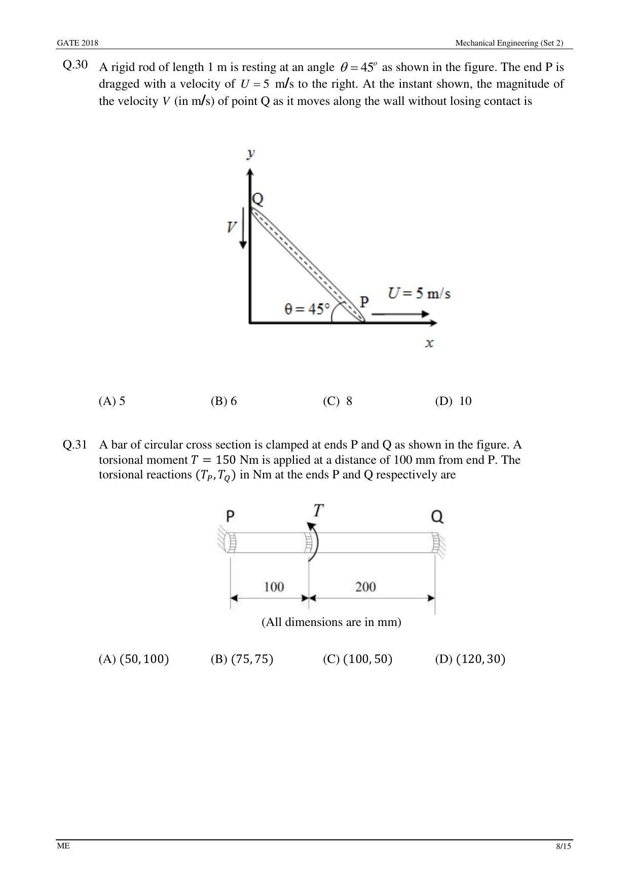 GATE 2018 Mechanical Engineering (ME) Question Paper with Answer Key - Page 33