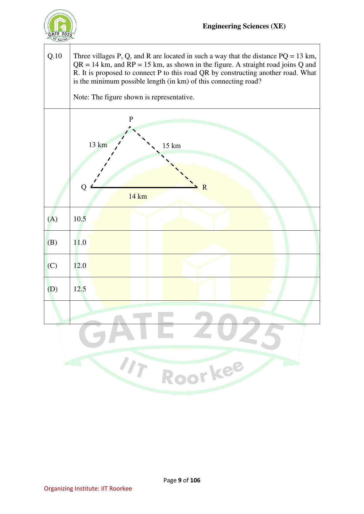 GATE 2025 Engineering Sciences (XE) Question Paper - Page 9