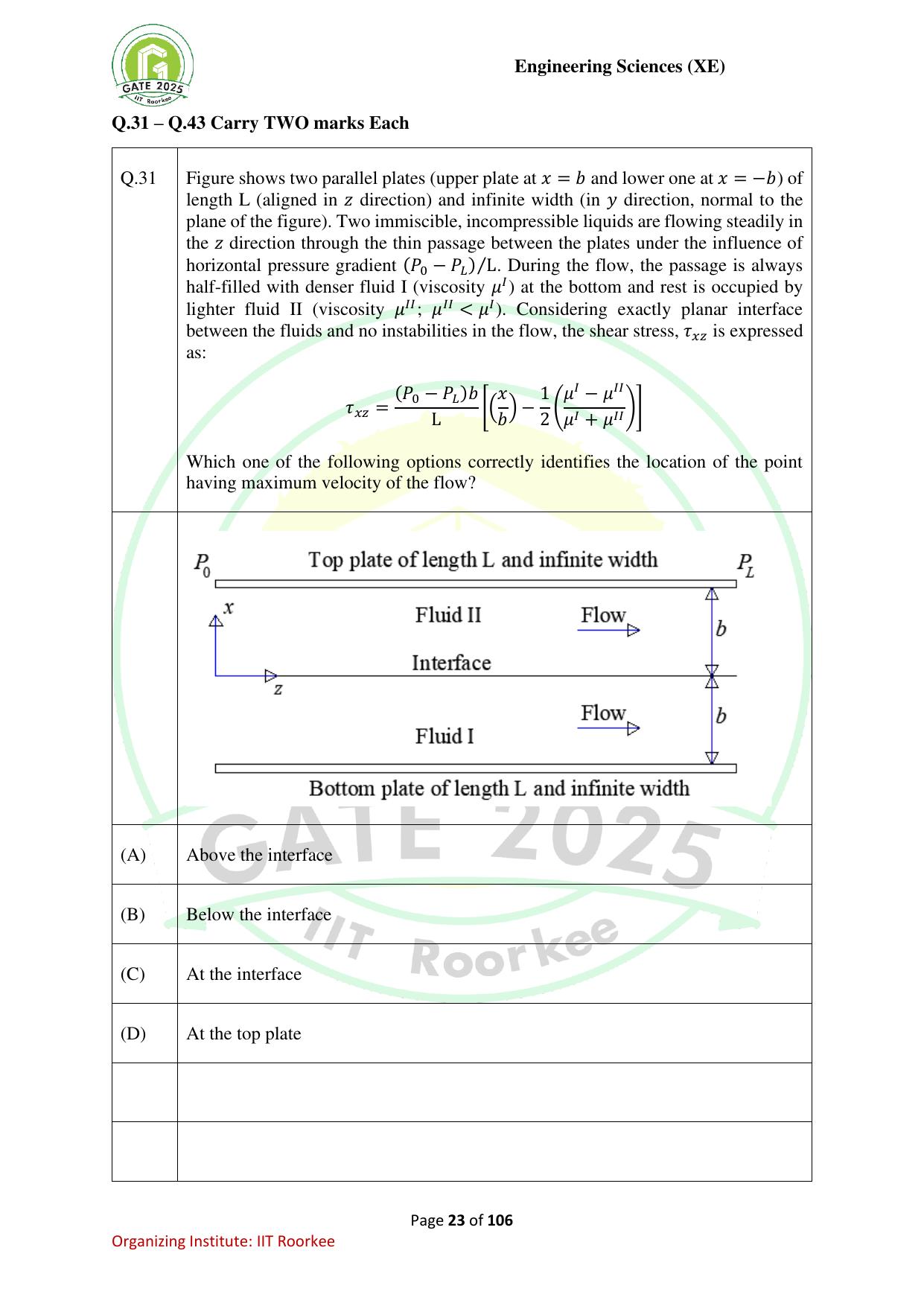 GATE 2025 Engineering Sciences (XE) Question Paper - Page 23