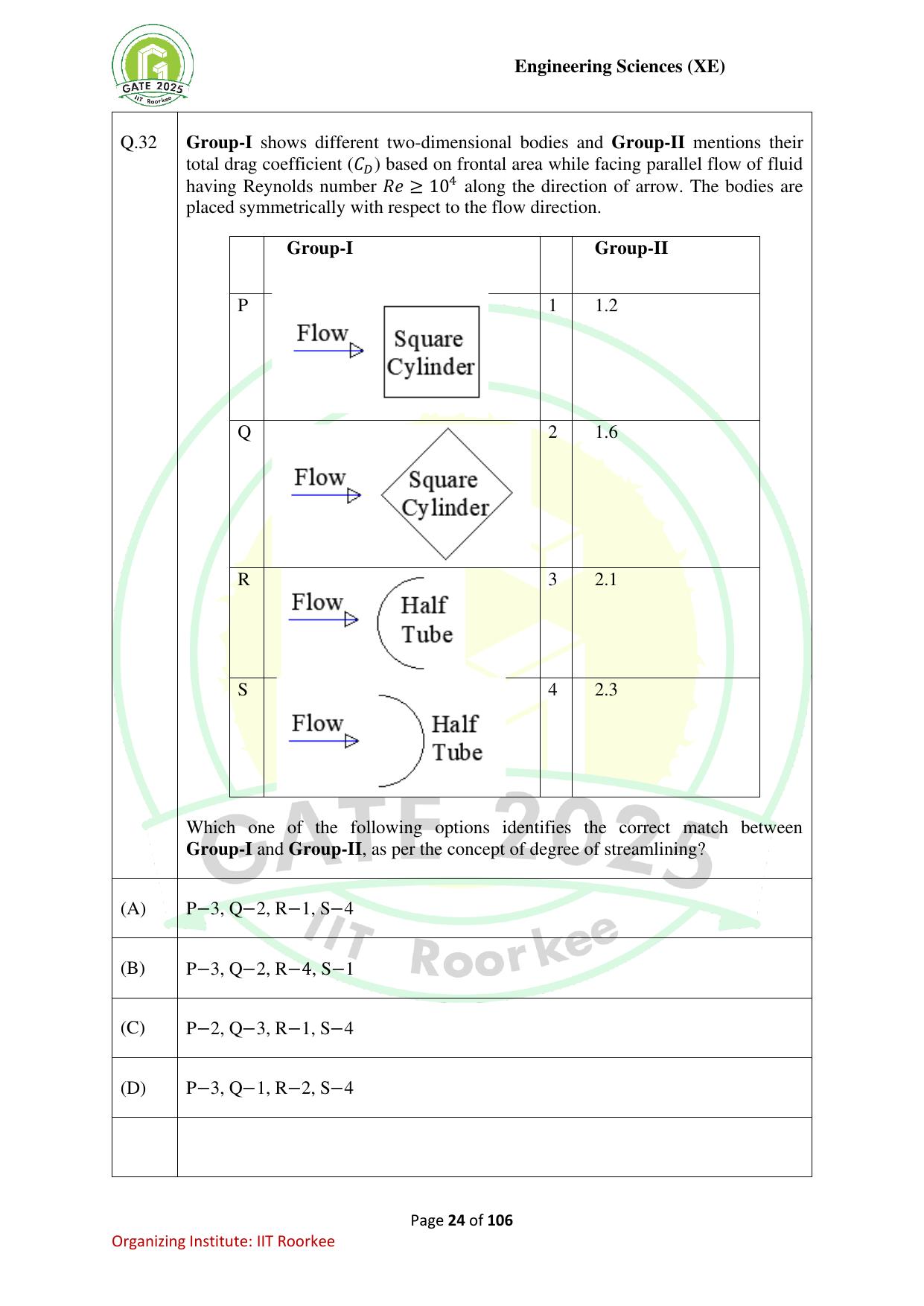 GATE 2025 Engineering Sciences (XE) Question Paper - Page 24