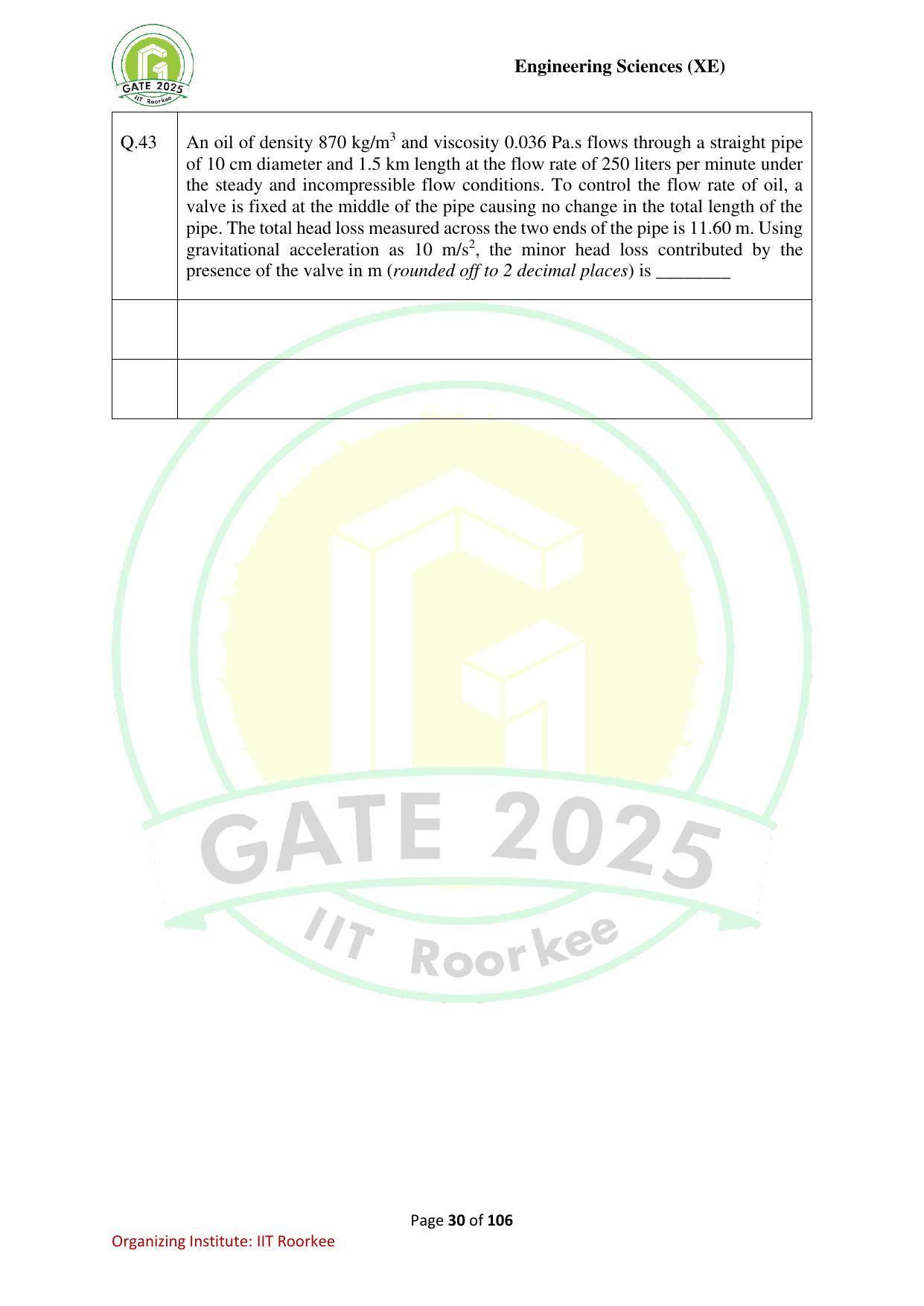 GATE 2025 Engineering Sciences (XE) Question Paper - Page 30