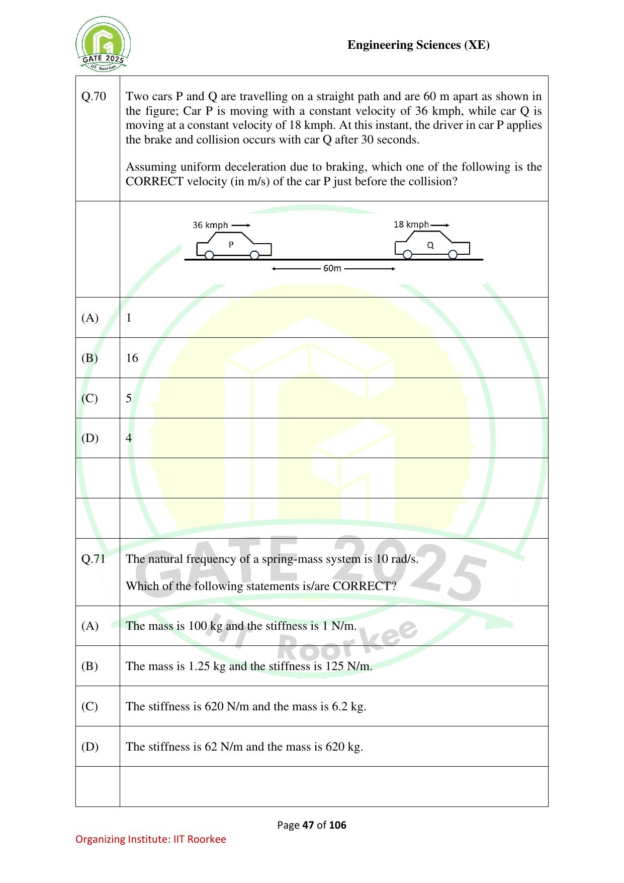 GATE 2025 Engineering Sciences (XE) Question Paper - Page 47