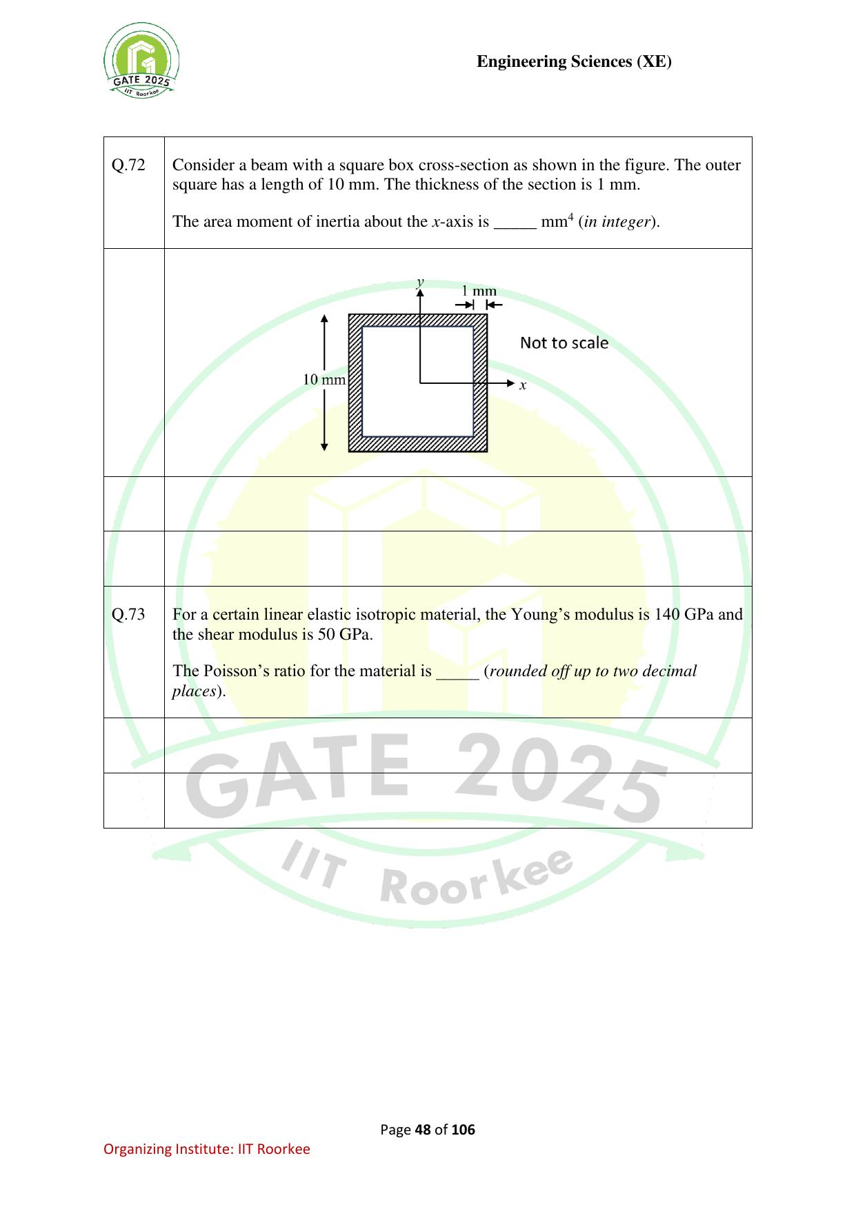 GATE 2025 Engineering Sciences (XE) Question Paper - Page 48