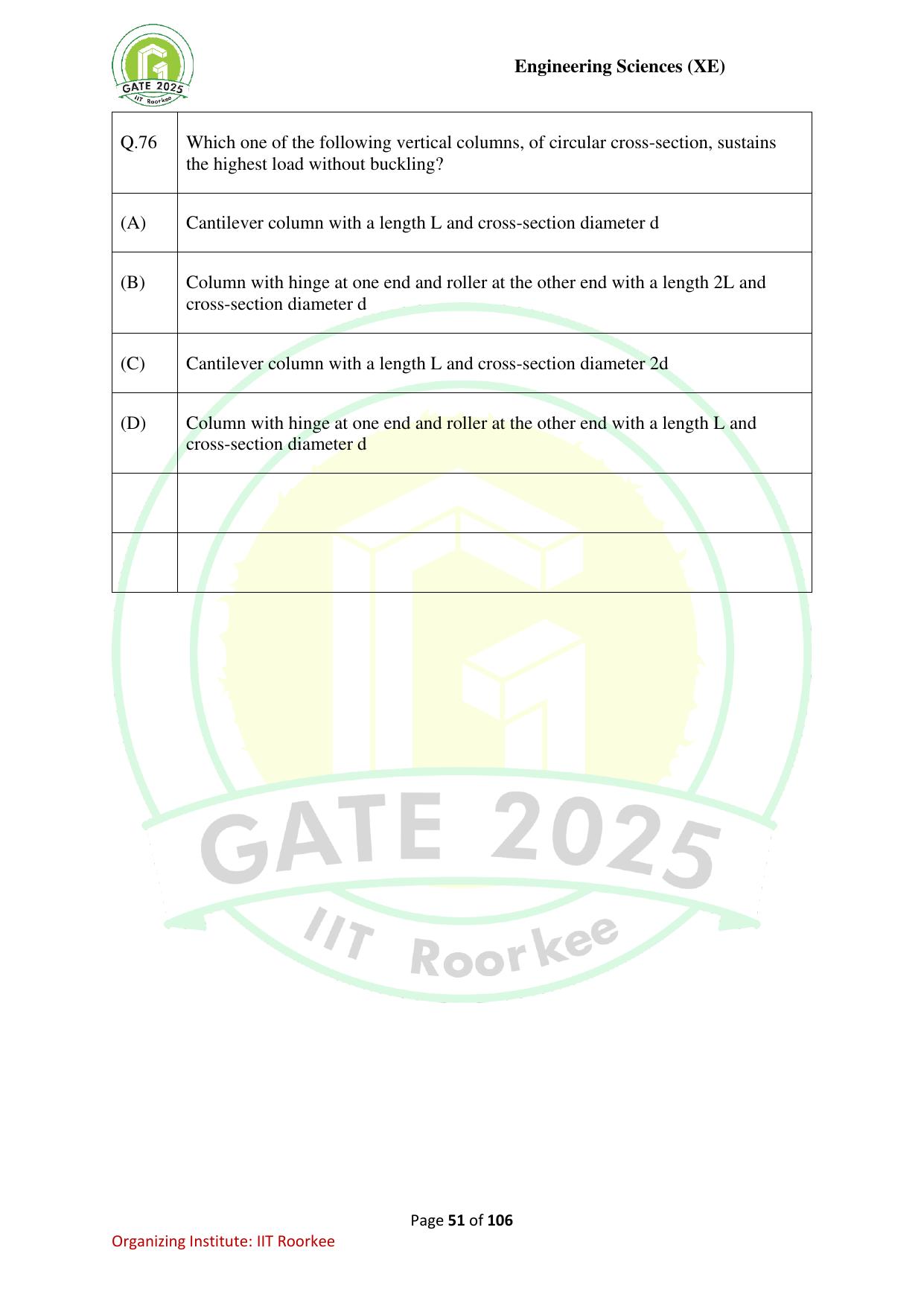 GATE 2025 Engineering Sciences (XE) Question Paper - Page 51