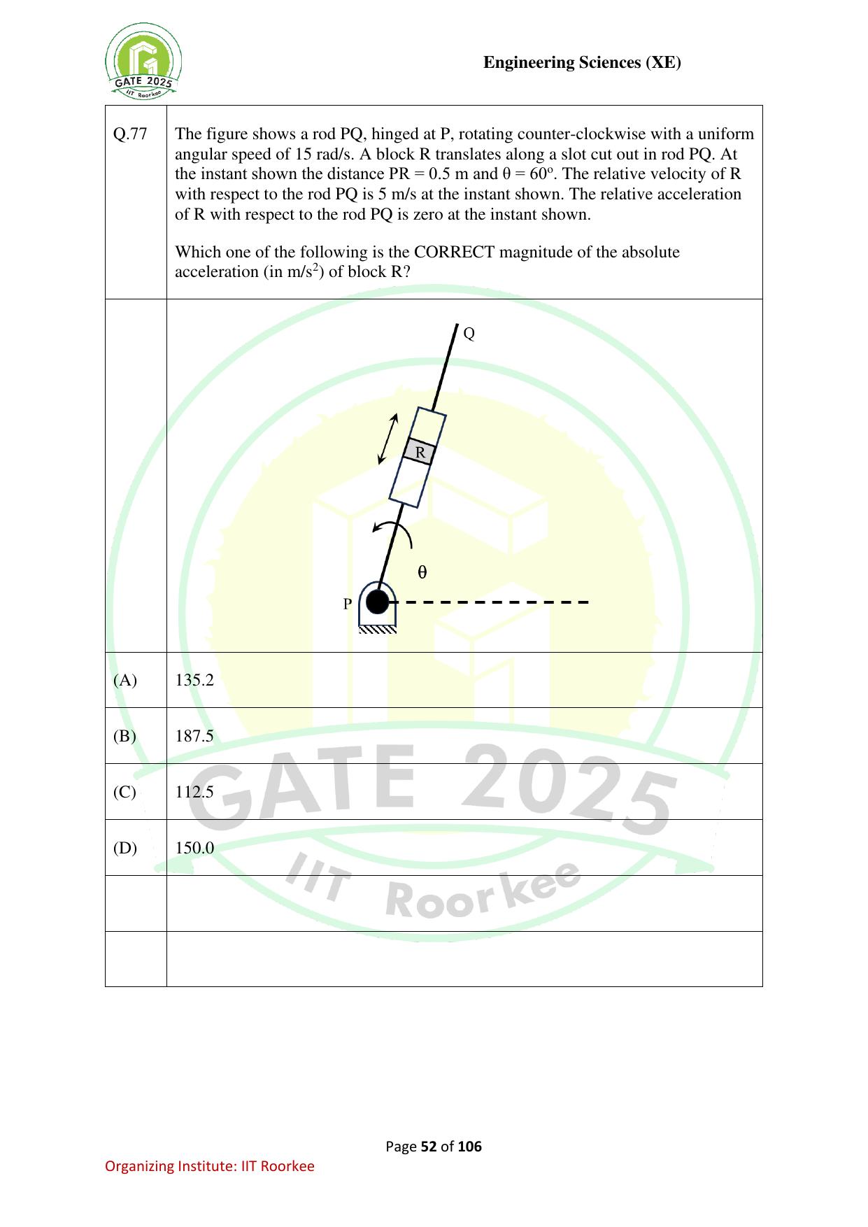 GATE 2025 Engineering Sciences (XE) Question Paper - Page 52