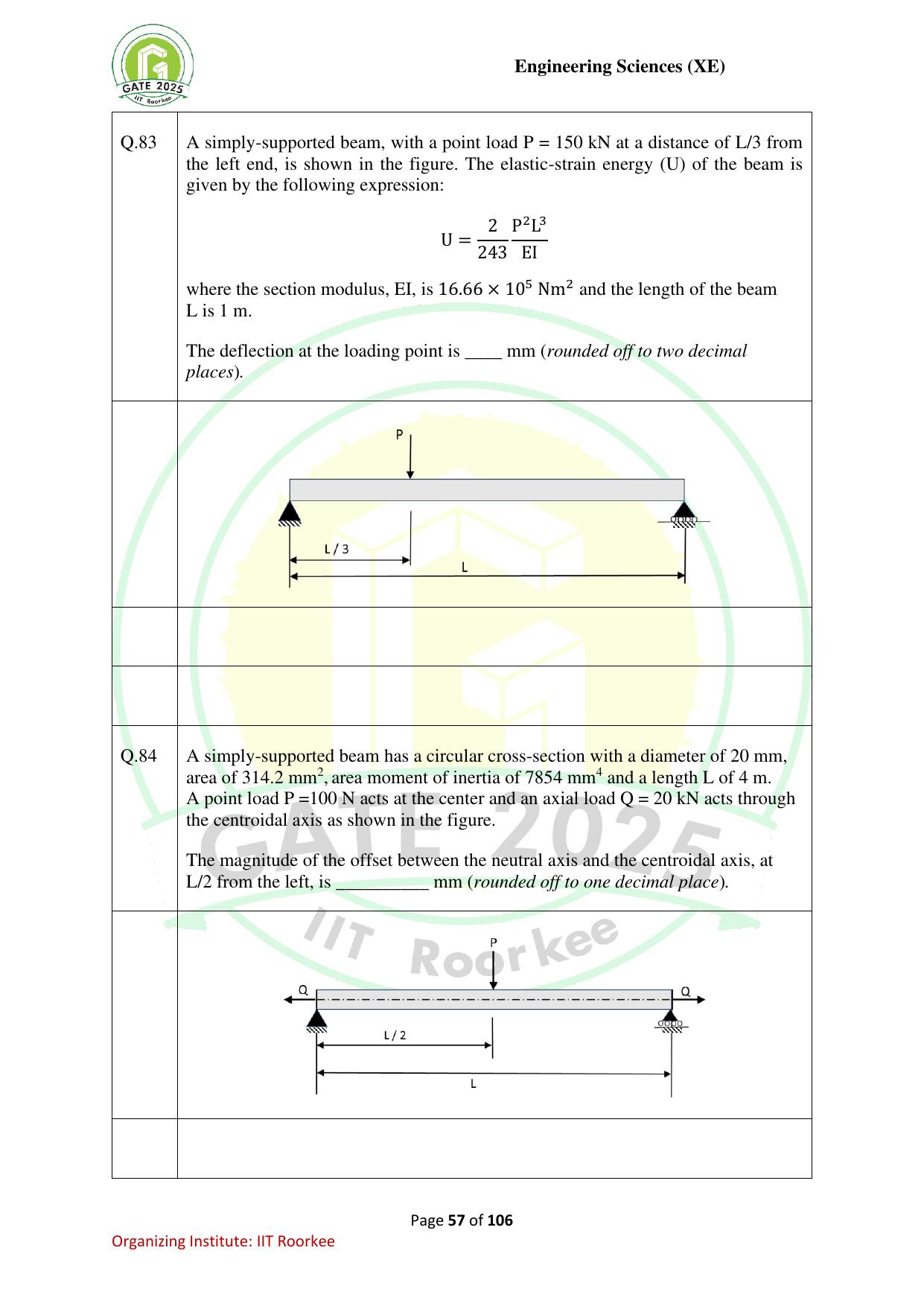 GATE 2025 Engineering Sciences (XE) Question Paper - Page 57