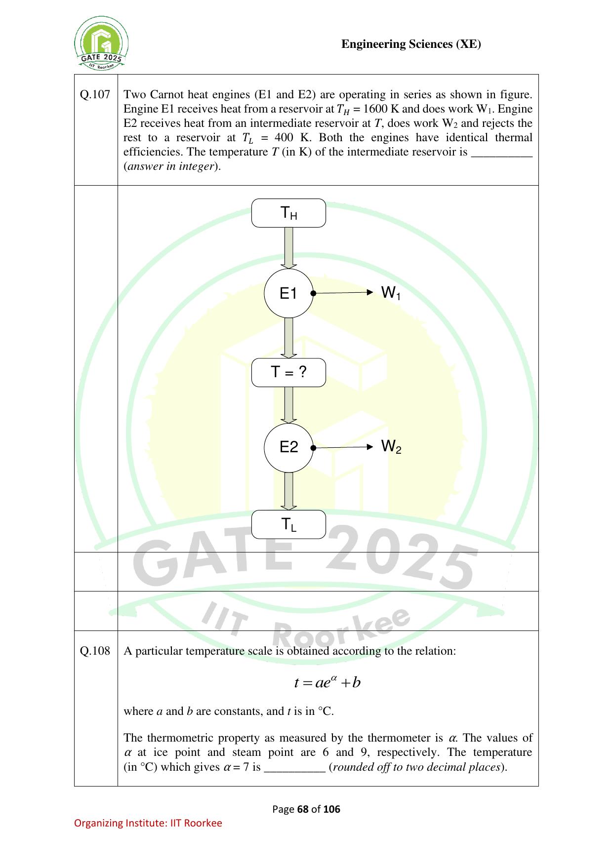 GATE 2025 Engineering Sciences (XE) Question Paper - Page 68