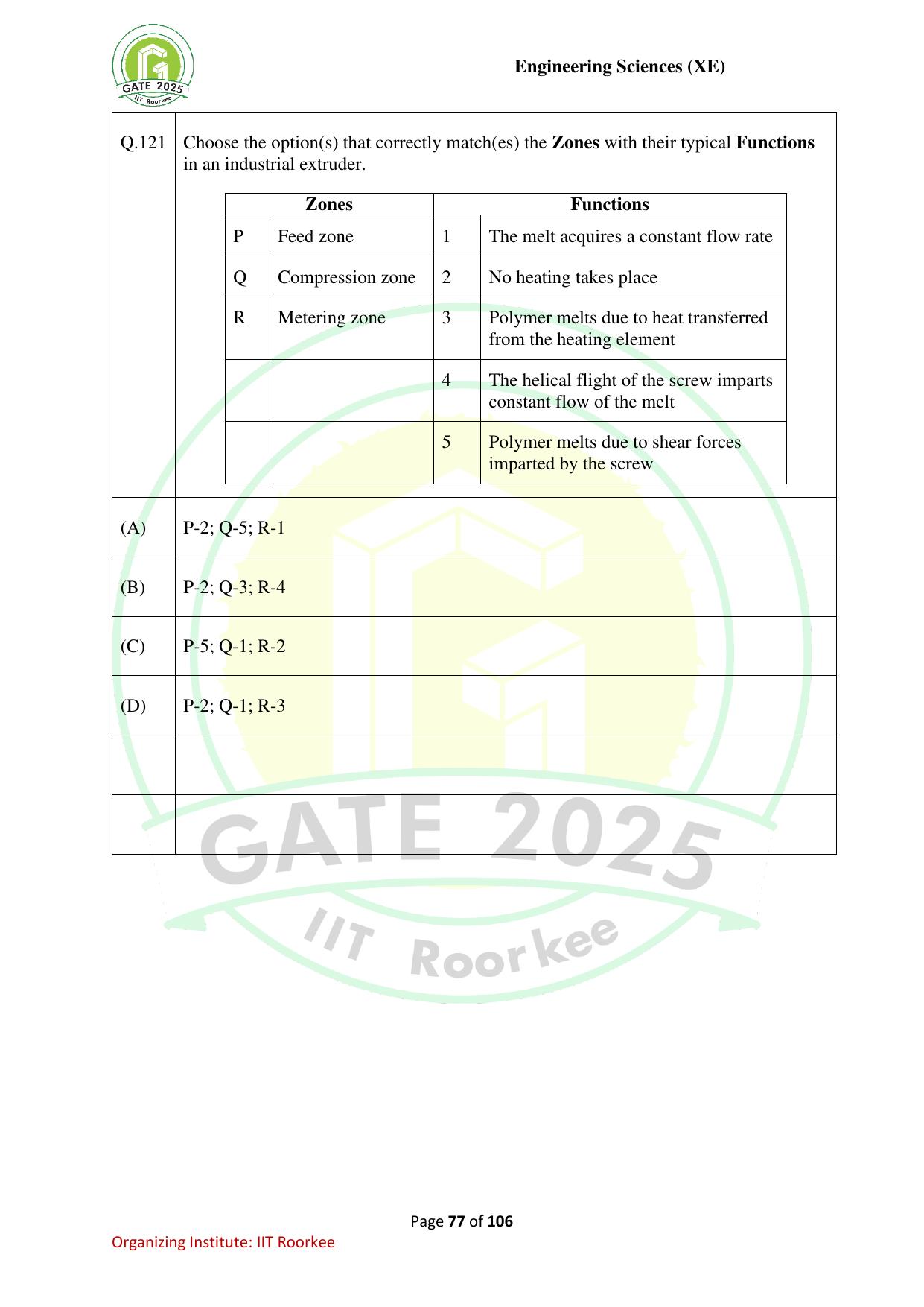 GATE 2025 Engineering Sciences (XE) Question Paper - Page 77