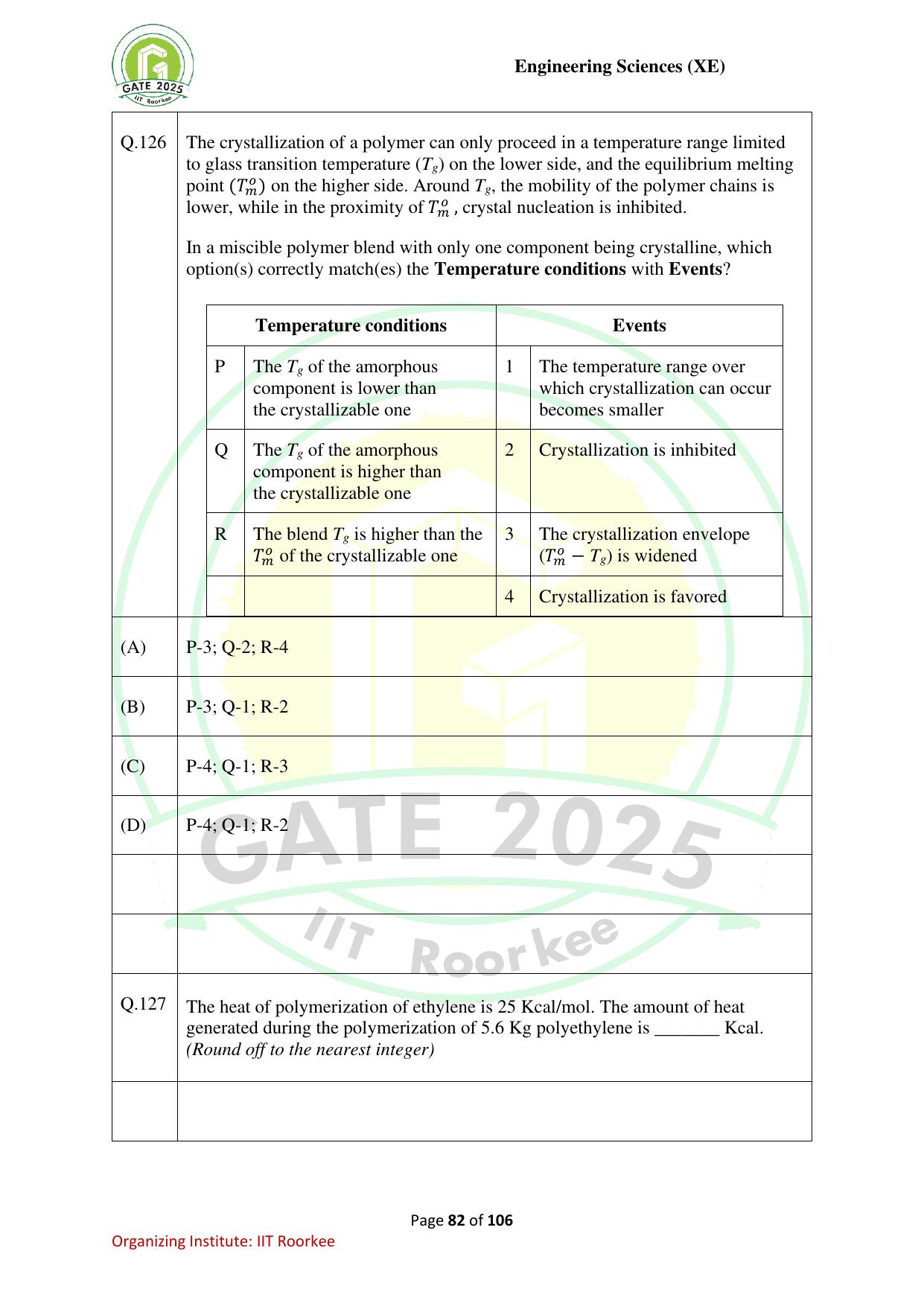 GATE 2025 Engineering Sciences (XE) Question Paper - Page 82