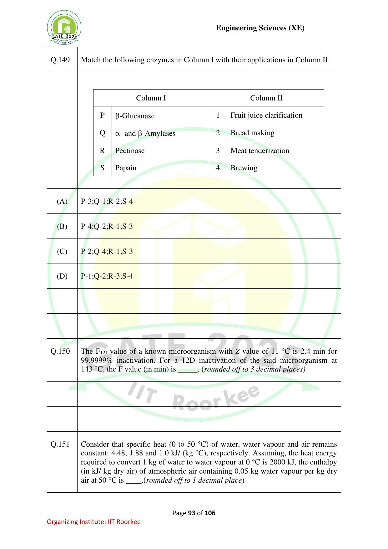 GATE 2025 Engineering Sciences (XE) Question Paper - Page 93