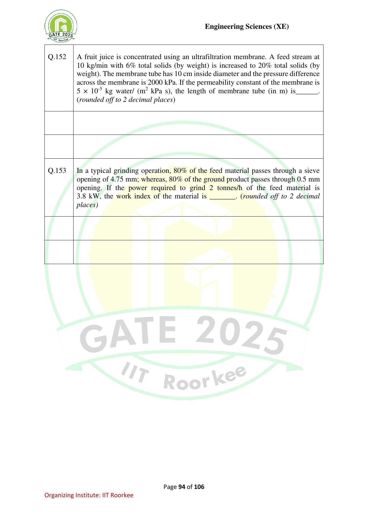 GATE 2025 Engineering Sciences (XE) Question Paper - Page 94