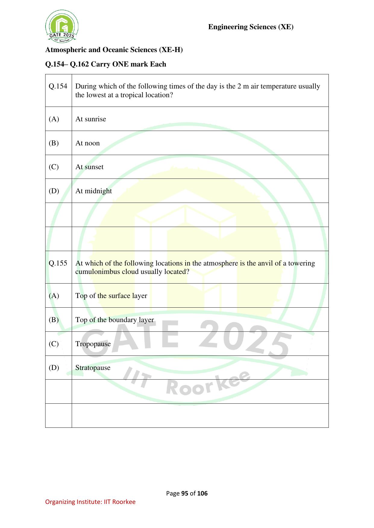 GATE 2025 Engineering Sciences (XE) Question Paper - Page 95