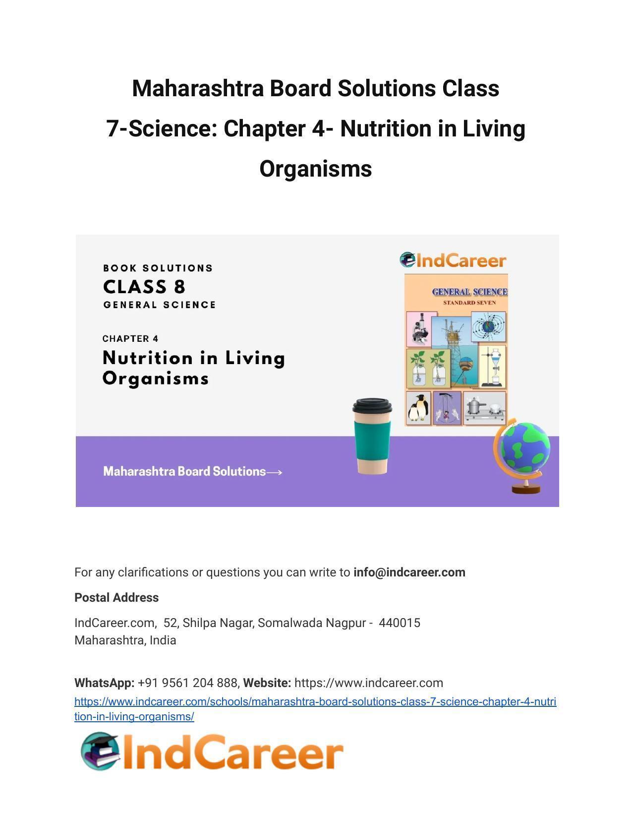 Maharashtra Board Solutions Class 7-Science: Chapter 4- Nutrition in Living Organisms - Page 1