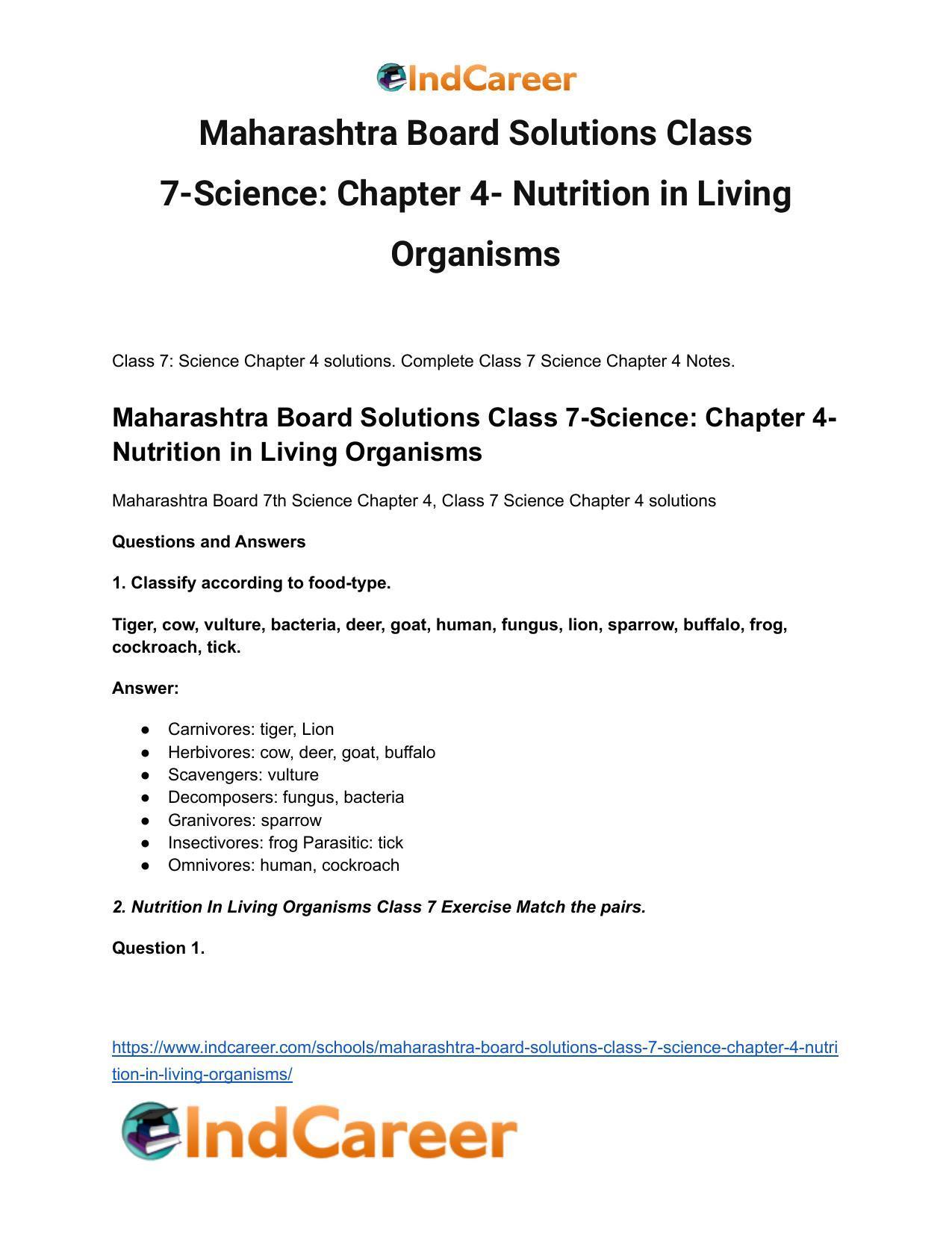 Maharashtra Board Solutions Class 7-Science: Chapter 4- Nutrition in Living Organisms - Page 2