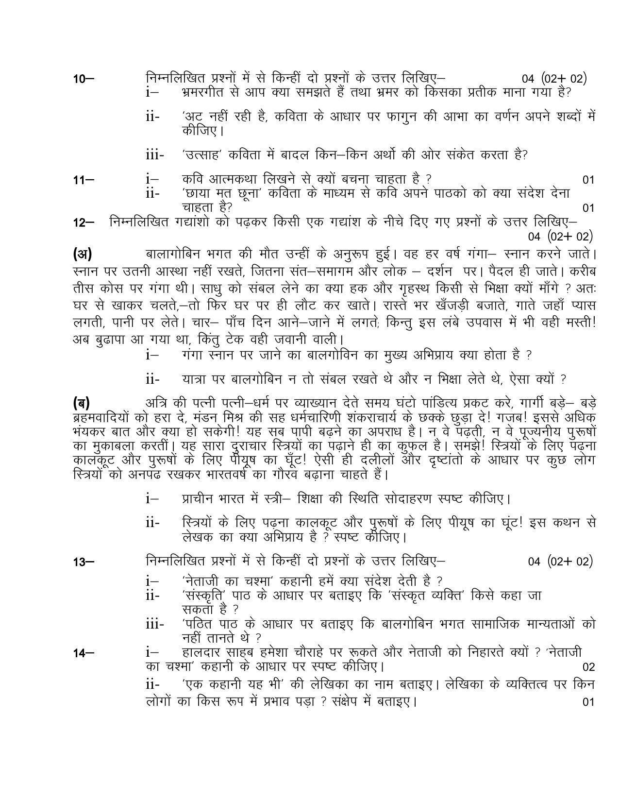 UBSE Class 10 Hindi 2023 Model Paper - Page 4