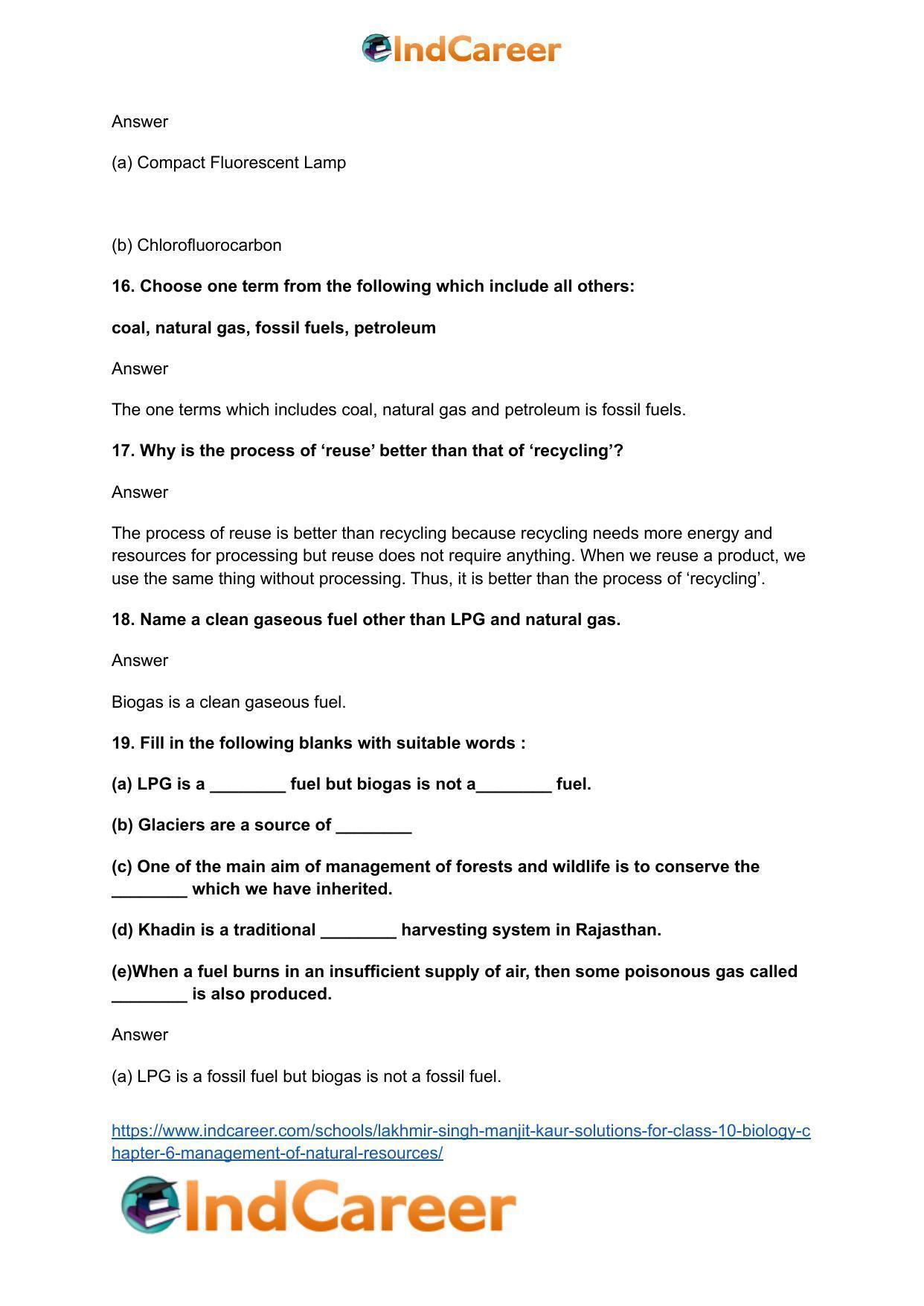 Lakhmir Singh Manjit Kaur Solutions for Class 10 Biology: Chapter 6- Management Of Natural Resources - Page 5
