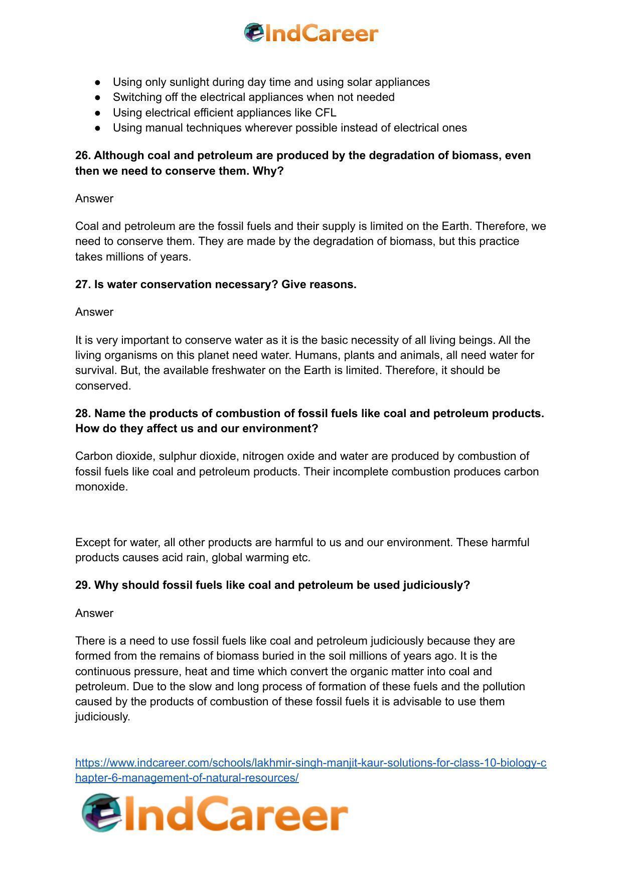 Lakhmir Singh Manjit Kaur Solutions for Class 10 Biology: Chapter 6- Management Of Natural Resources - Page 8
